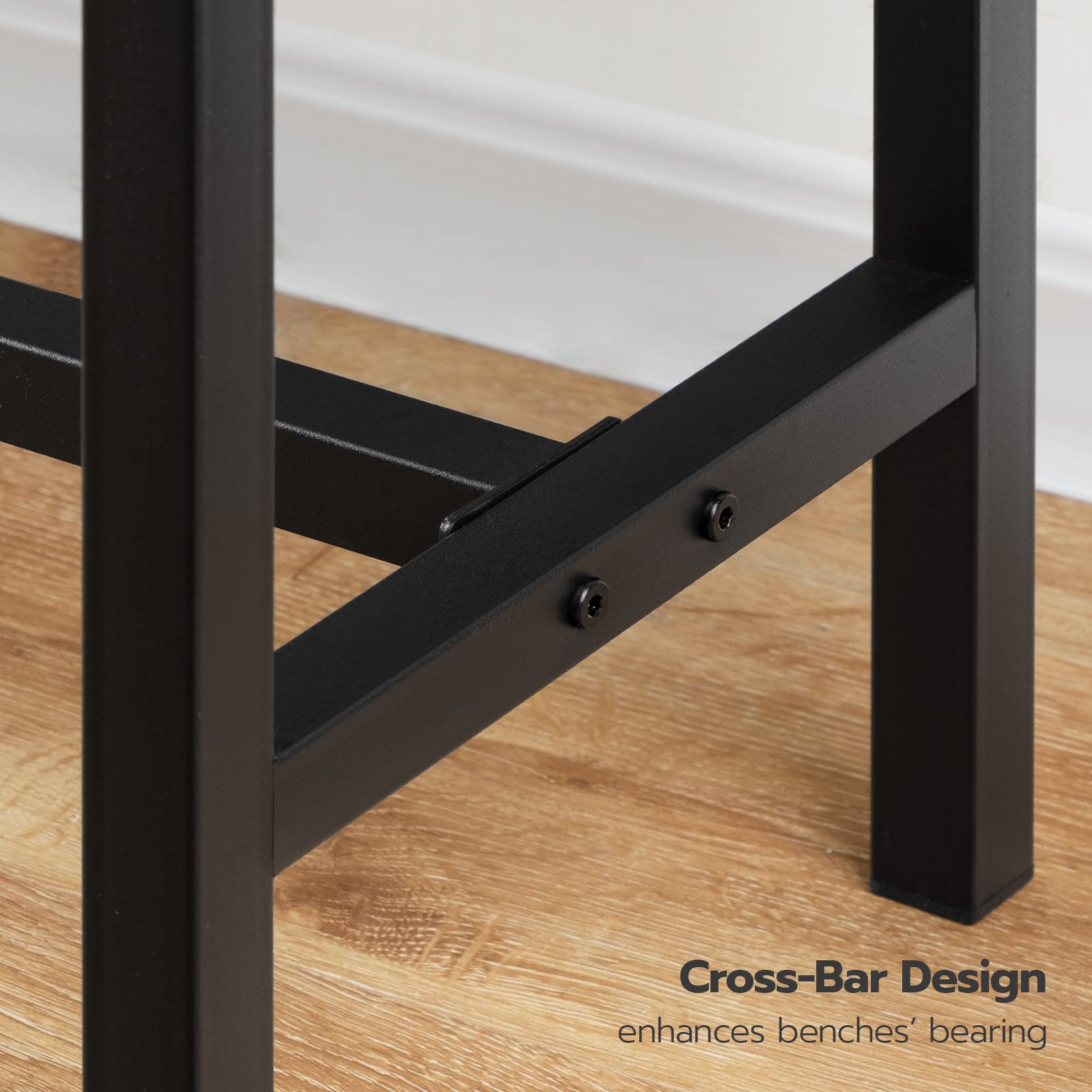 HOOBRO 2-Pack Industrial Dining Benches, Rustic Brown Wooden Kitchen Table Benches - Sturdy & Durable Indoor Seating for Dining Room, Kitchen, Living Room & Bedroom - Perfect for Farmhouse Decor & Small Space Dining