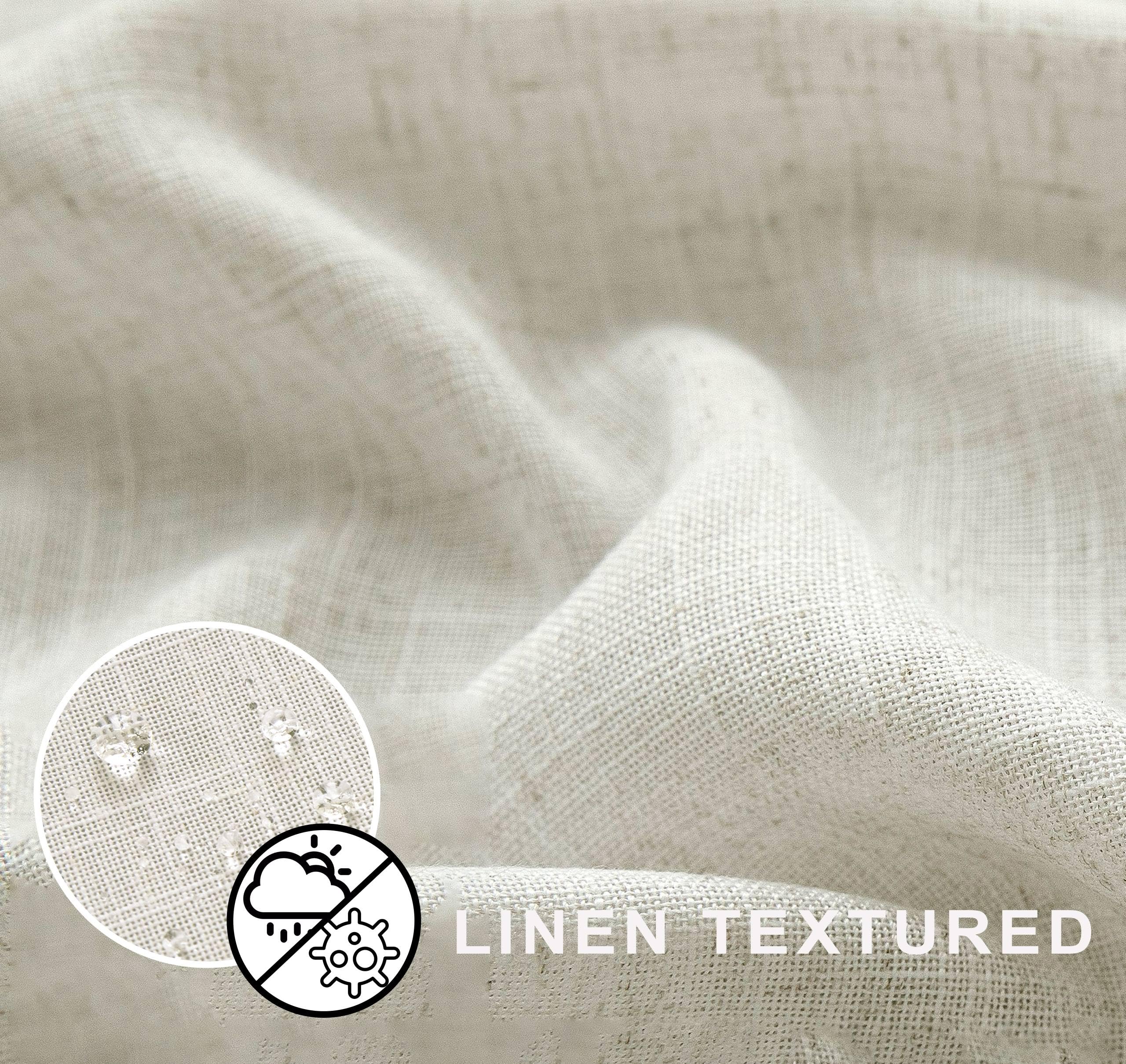 KOUFALL 36x72 Inch Waterproof Linen Shower Curtain - Natural Boho Farmhouse Style for Small Bathrooms, RVs & Narrow Spaces | Includes Rustic Hooks | Perfect for Cozy Bathrooms, Tiny Homes & Campers