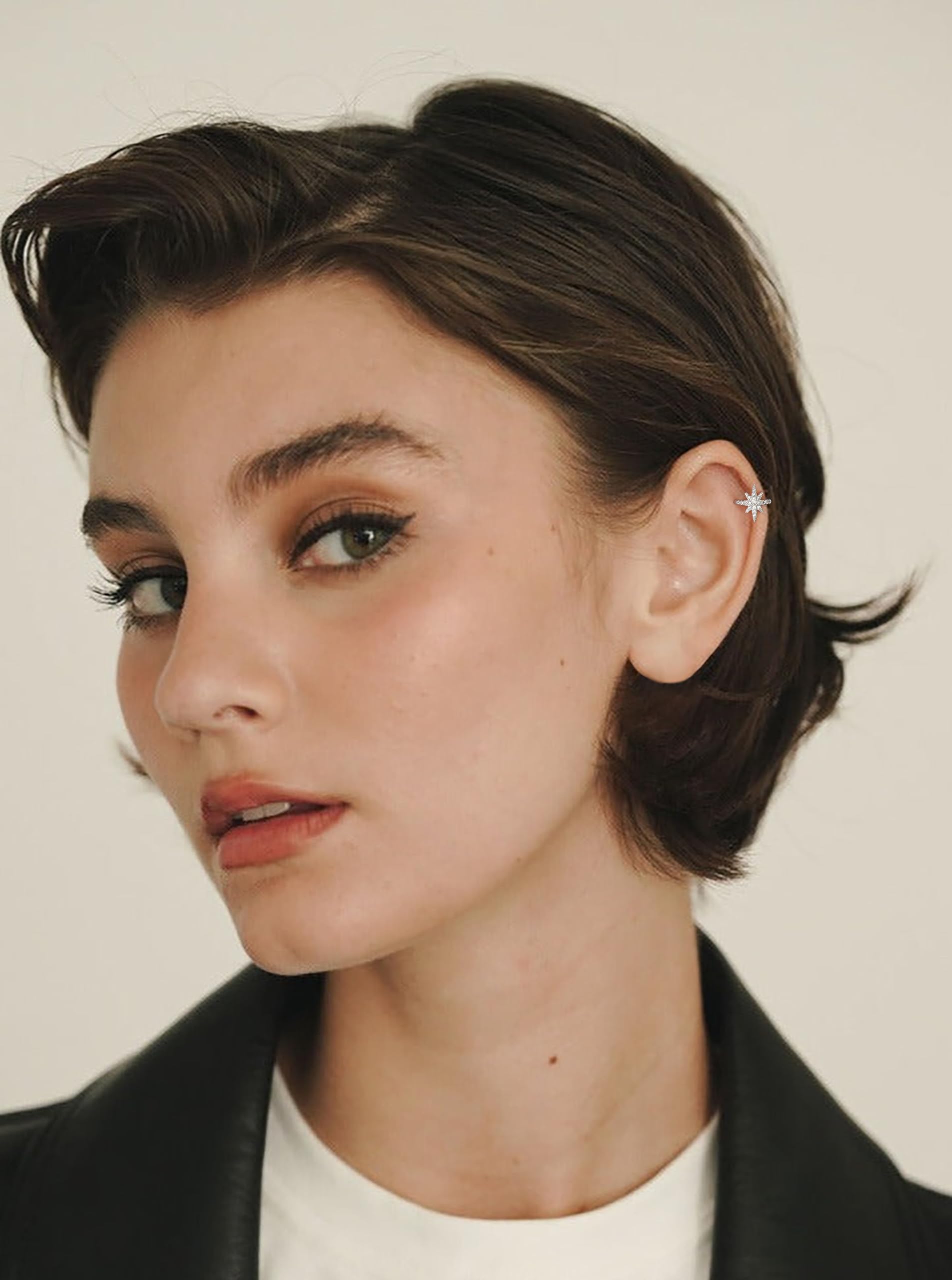Dainty Gold & Silver Non-Piercing Cartilage Ear Cuffs for Women - Boho Trendy North Star Starburst Ear Cuff Set - Perfect for Everyday Wear, Parties & Gifts