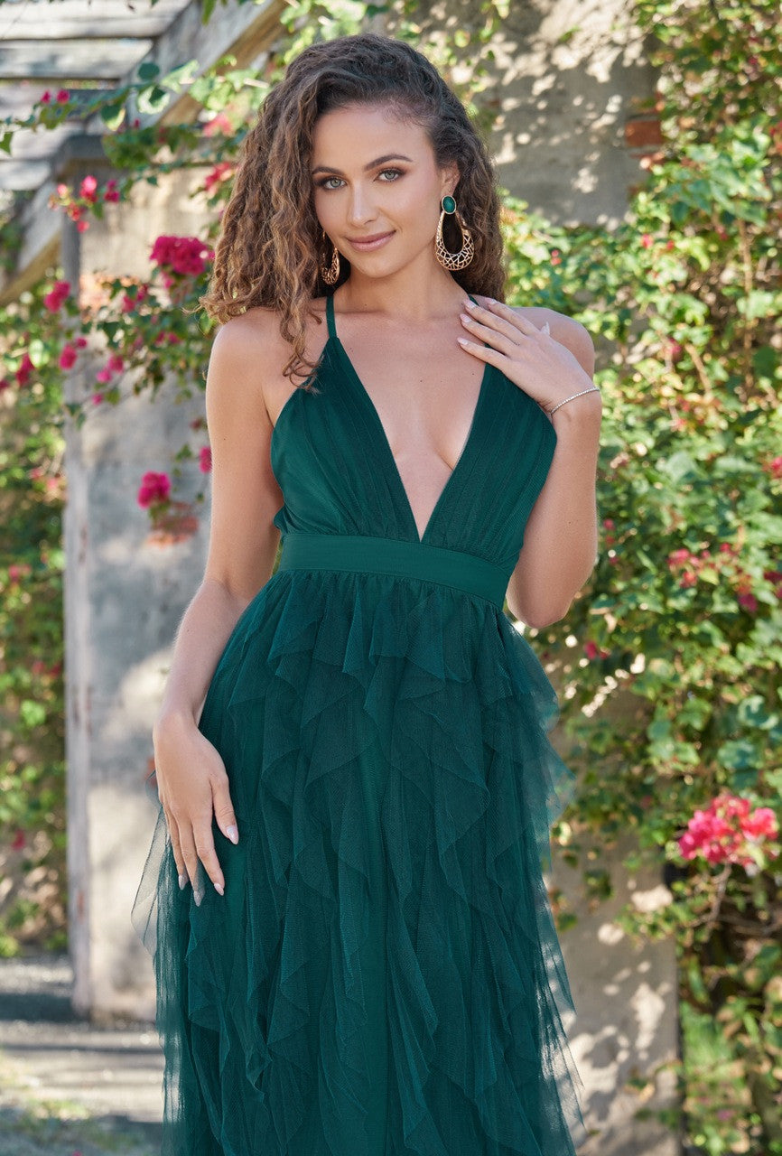 Alances Maxi Dress in Emerald Green - Elegant Long Flowy Dress for Women, Perfect for Summer, Beach, Parties & Special Occasions