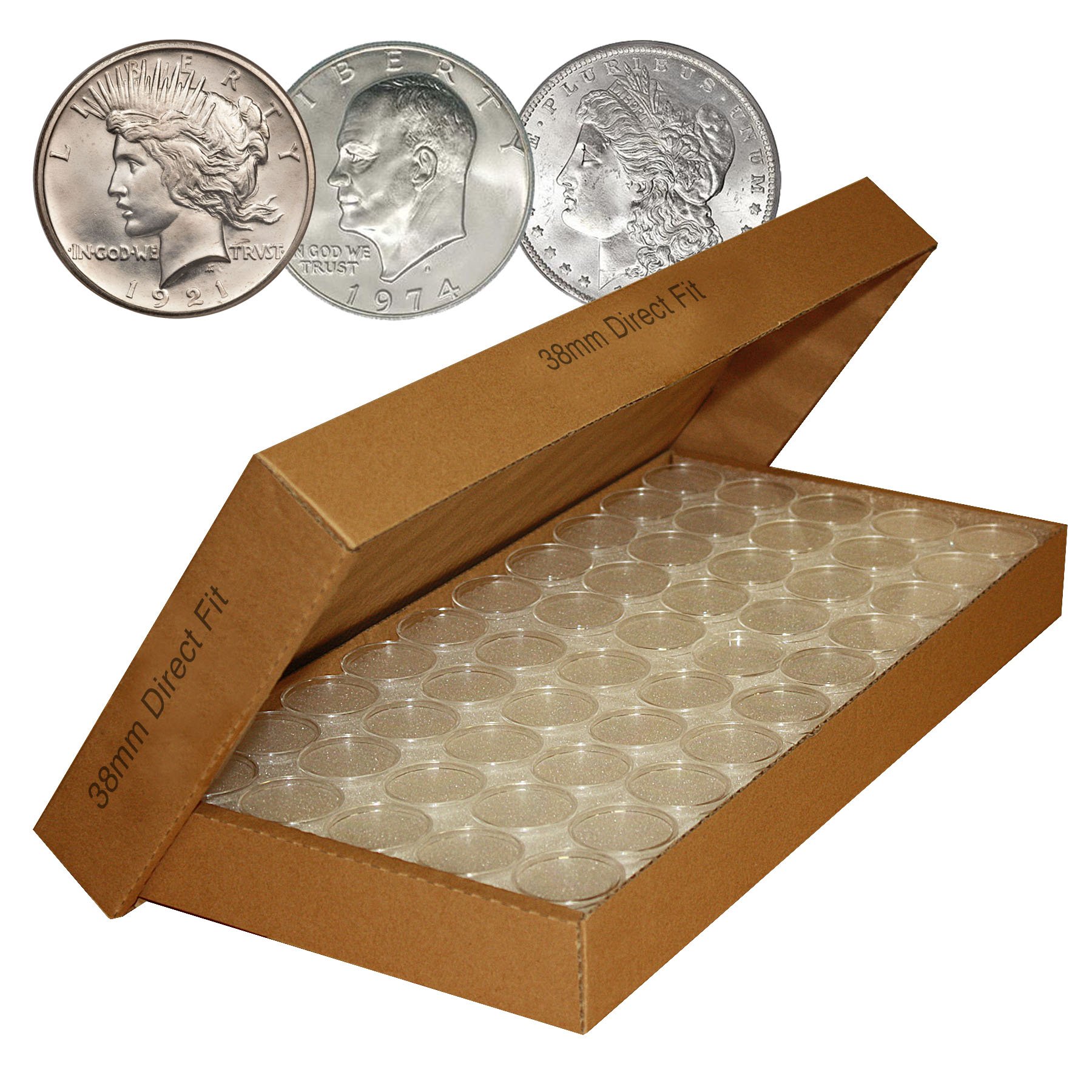 1000 Pack 38mm Direct-Fit Airtight Coin Capsules for Morgan & Peace Silver Dollars - Perfect for Coin Collectors, Storage & Display Cases