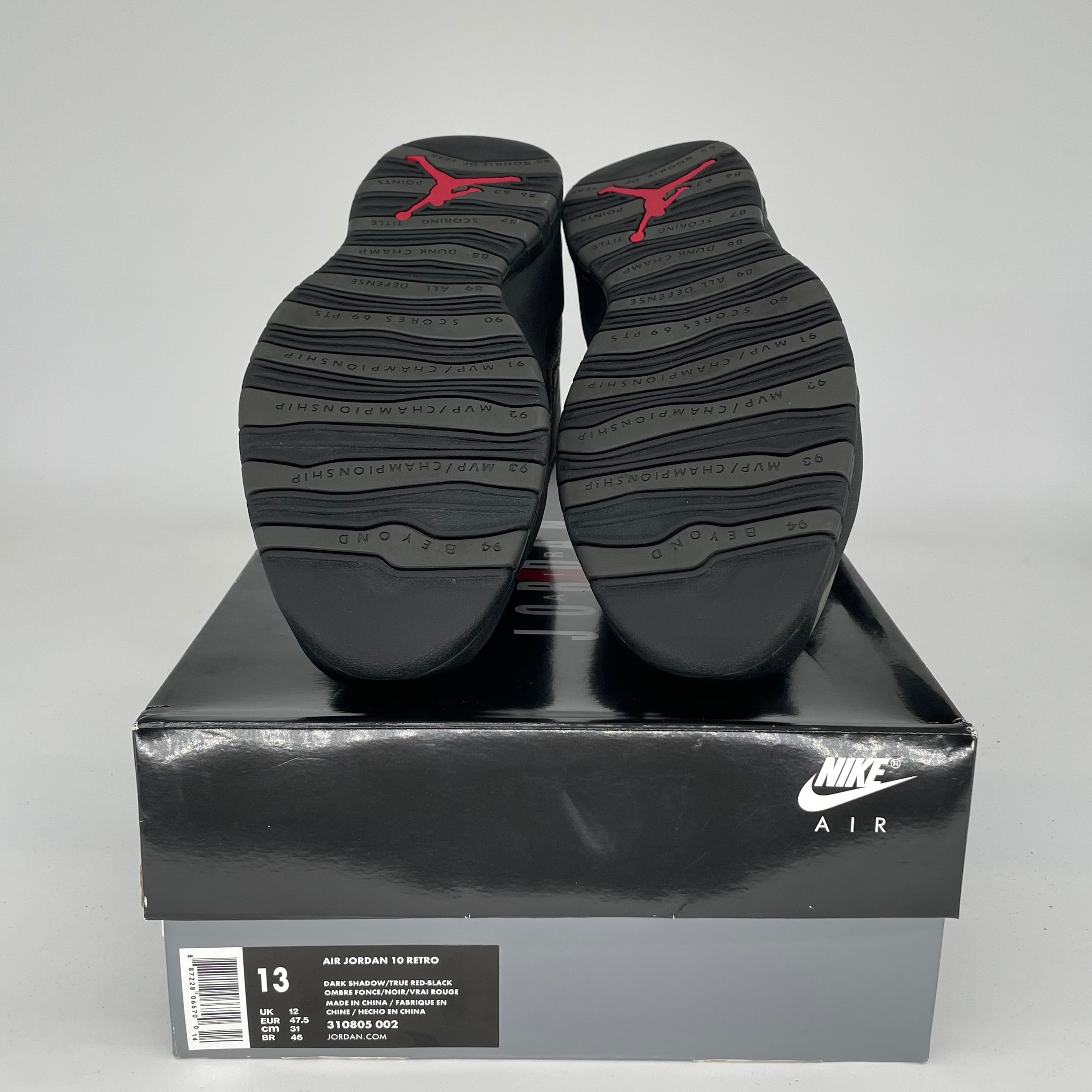 AIR JORDAN 10 SHADOW Men's Basketball Shoes Size 13 - Black/Gray (310805-002) | Retro Sneakers for Running, Training & Streetwear Fashion