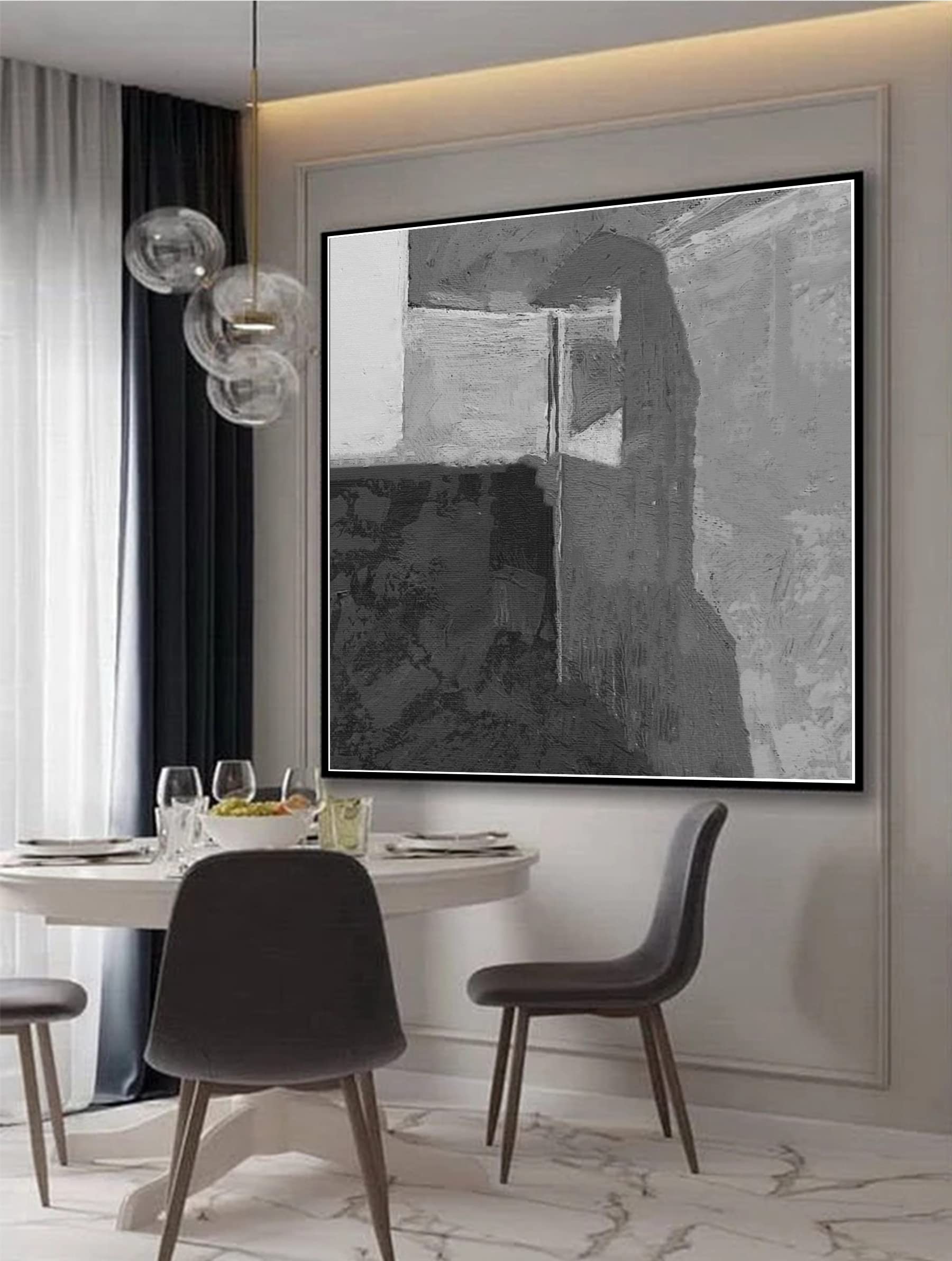 Large Original Black and White Abstract Acrylic Painting - Textured Canvas Wall Art for Living Room, Bedroom & Office Decor