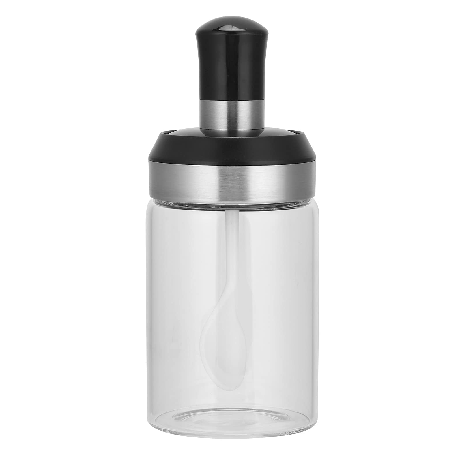250ml Transparent Glass Seasoning Bottle with Spoon - Salt, Sugar, Spice, Honey & Olive Oil Storage Jar - Perfect for Kitchen, Baking & Cooking Essentials
