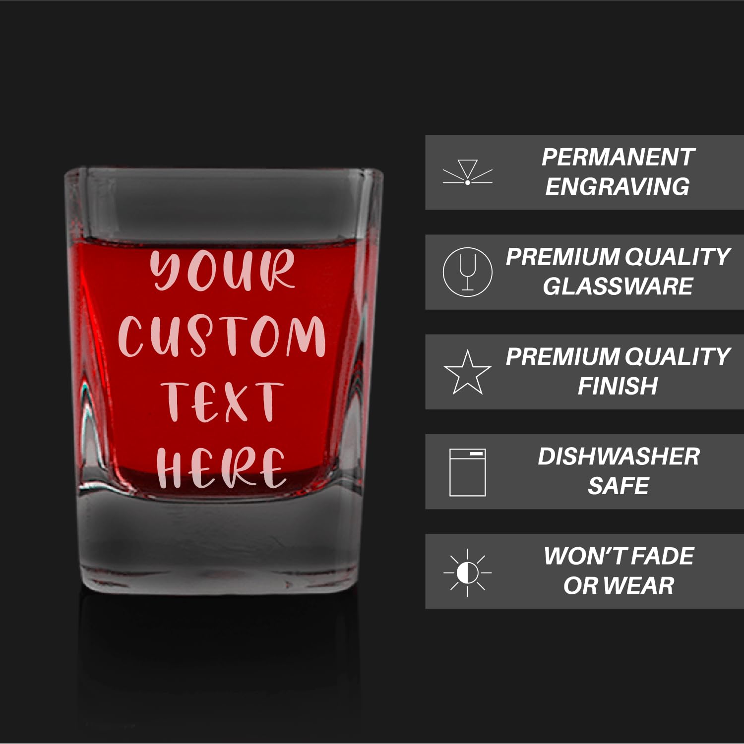 Custom Engraved Shot Glasses with Personalized Text - Unique Square Shot Glasses for Weddings, Birthdays, Groomsmen Gifts & Party Favors - Perfect for Celebrations, Bachelor Parties & Special Events