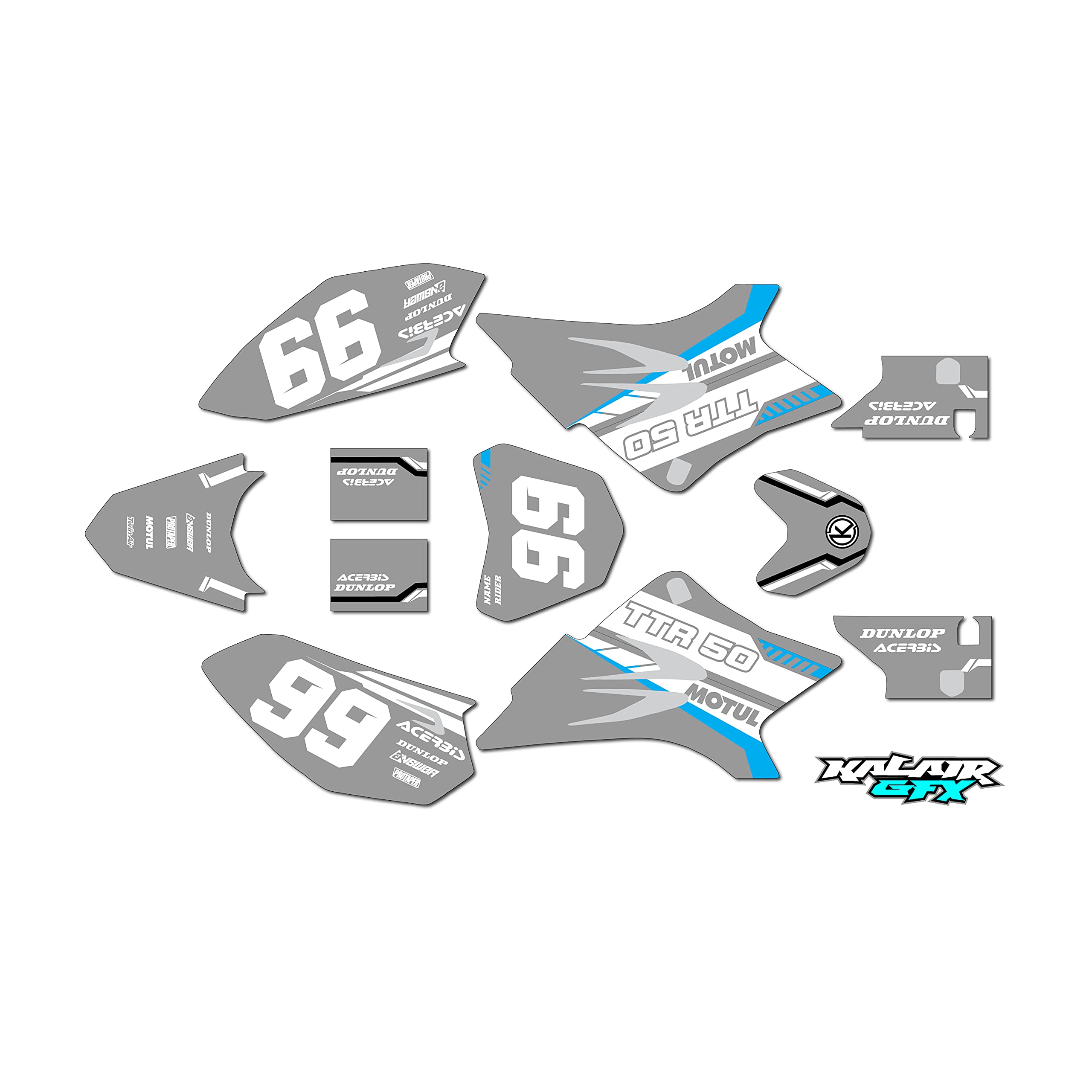 Yamaha TT-R50 (2006-2023) TT-R50E TTR50 Viper Series Gray 21 Mil Dirt Bike Graphics Kit - High Quality Motorcycle Stickers & Dirtbike Racing Decals for Pit Bikes & Motocross Accessories - Perfect for Off-Road Racing, Trail Riding & Custom Bike Styling