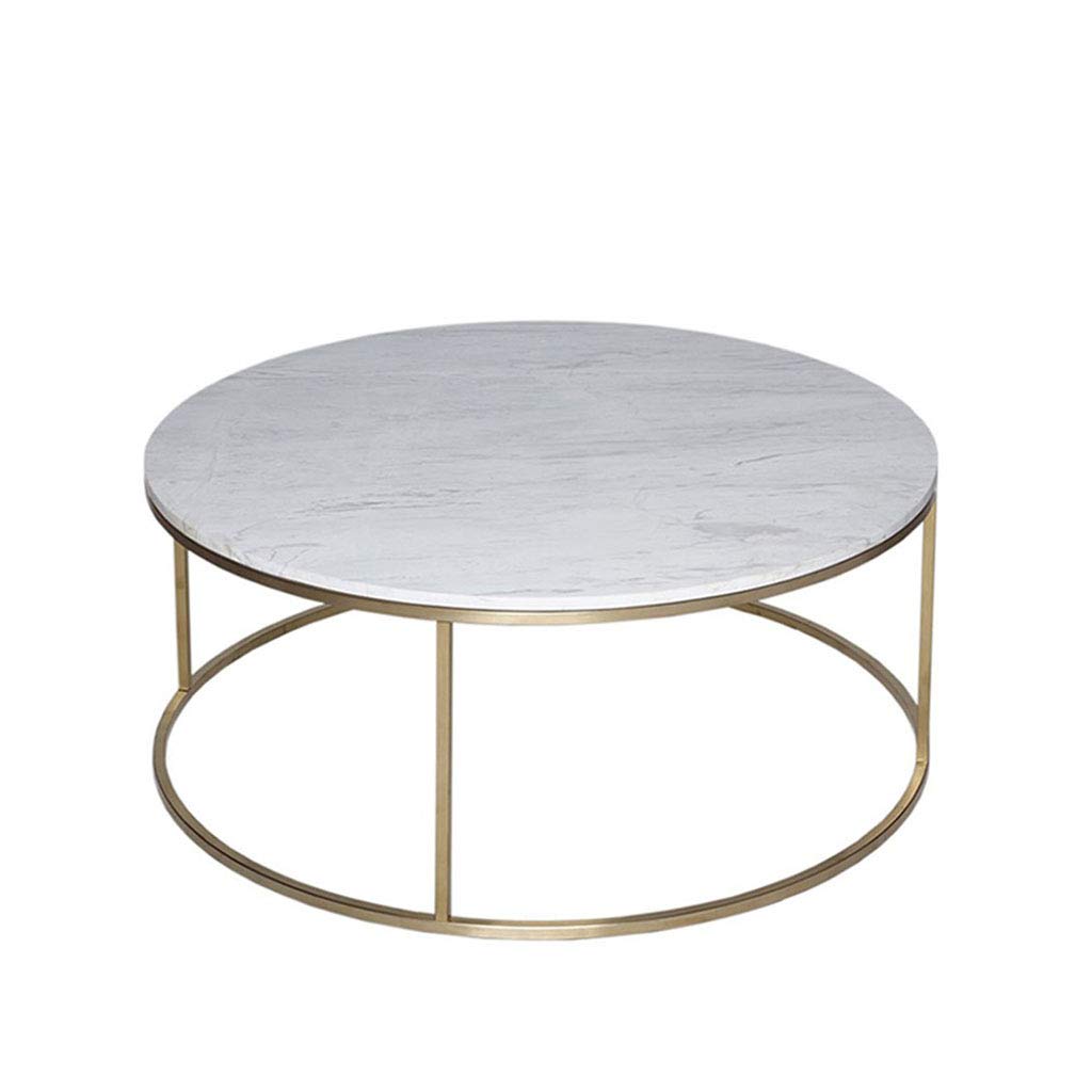 Nordic Round Marble Coffee Table - Modern Metal Frame End Table for Small Apartment Living Room - 60/80cm White Marble Top Iron Art Side Table - Perfect for Contemporary Home Decor & Cozy Reading Nook