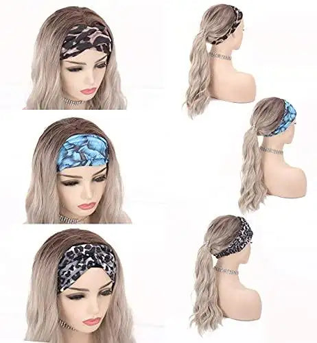 20 Inch Synthetic Wavy Headband Wig for Women - Natural Looking Heat Resistant Hairpiece for Daily Wear, Cosplay & Costume Parties