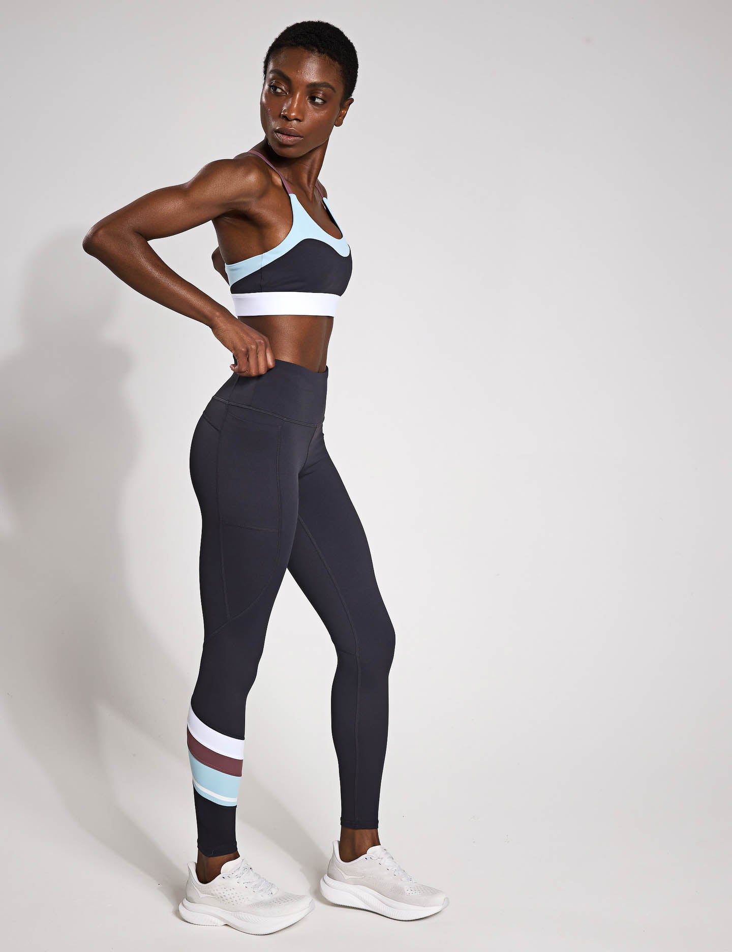 Limitless Legging - Charcoal & Pale Blue High Waist Yoga Pants for Women | Perfect for Workouts, Lounge & Everyday Wear
