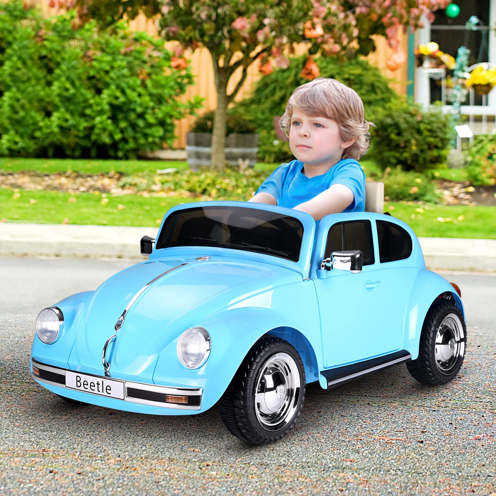 **Volkswagen Beetle Electric Kids Ride-On Car – 6V Battery-Powered Toy with Remote Control, Music, Horn & LED Lights – Blue Ride-On Car for Boys & Girls Ages 3-6 – Perfect for Indoor & Outdoor Play**