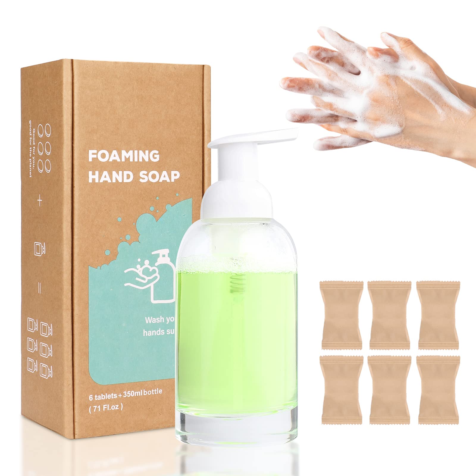 Eco-Friendly Foaming Hand Soap Refill Tablets - 60 Count | Travel & Home Use | Zero Waste Bathroom Essentials | Vegan & Cruelty-Free | Perfect for Kitchen, Office, and On-the-Go Hygiene