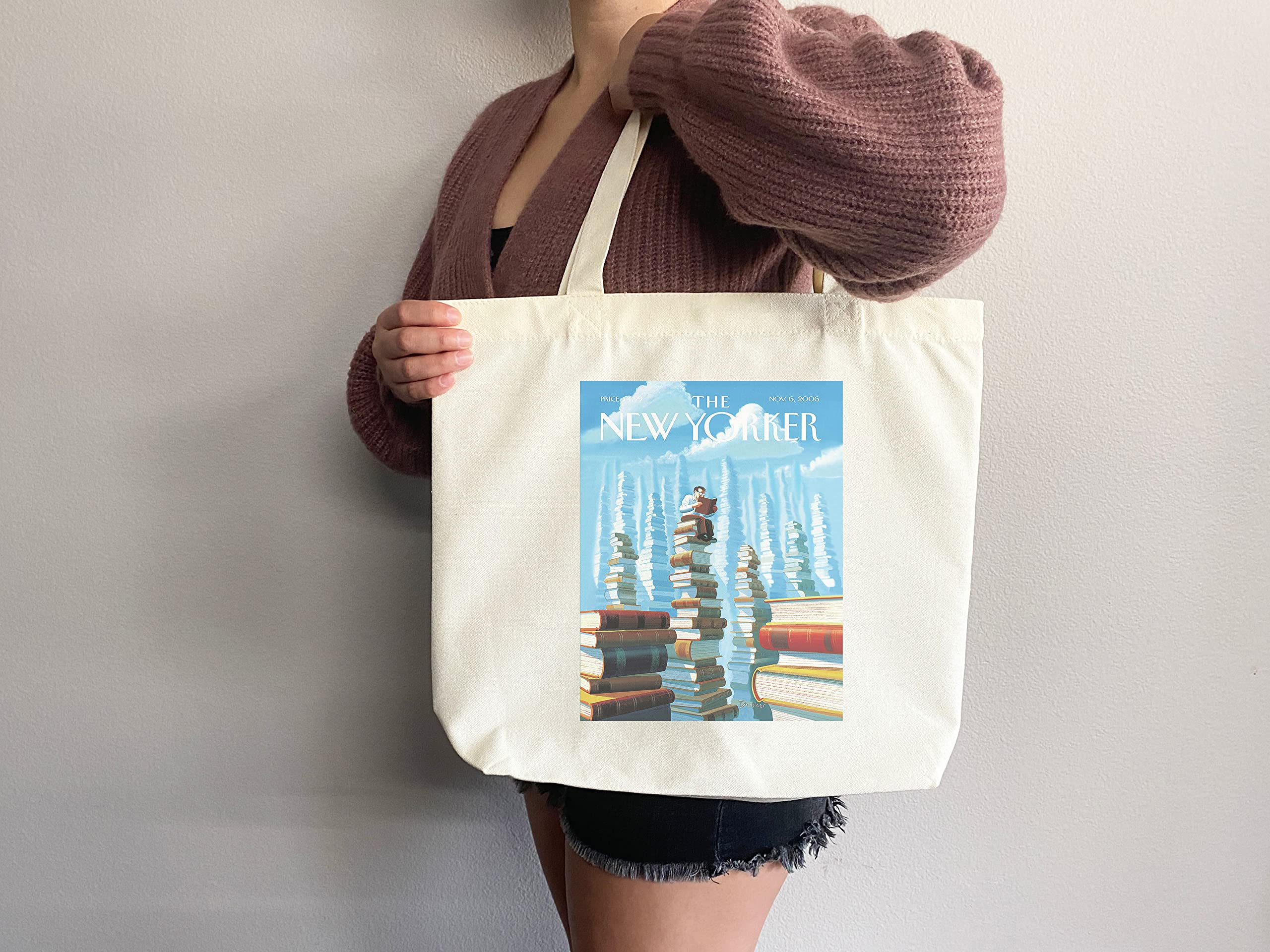 New Yorker Magazine Tote Bag - Stylish Canvas Art Tote for Women & Men - Perfect for Shopping, Beach, Work & Everyday Use - Aesthetic Designer Grocery Bag (Tote Only)