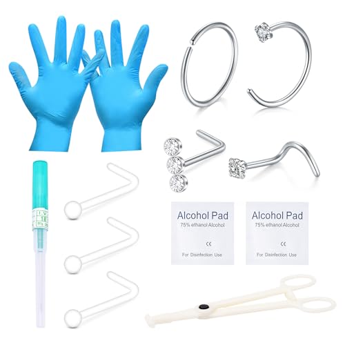 C1-1pcs needle +4 nose jewelry- silver