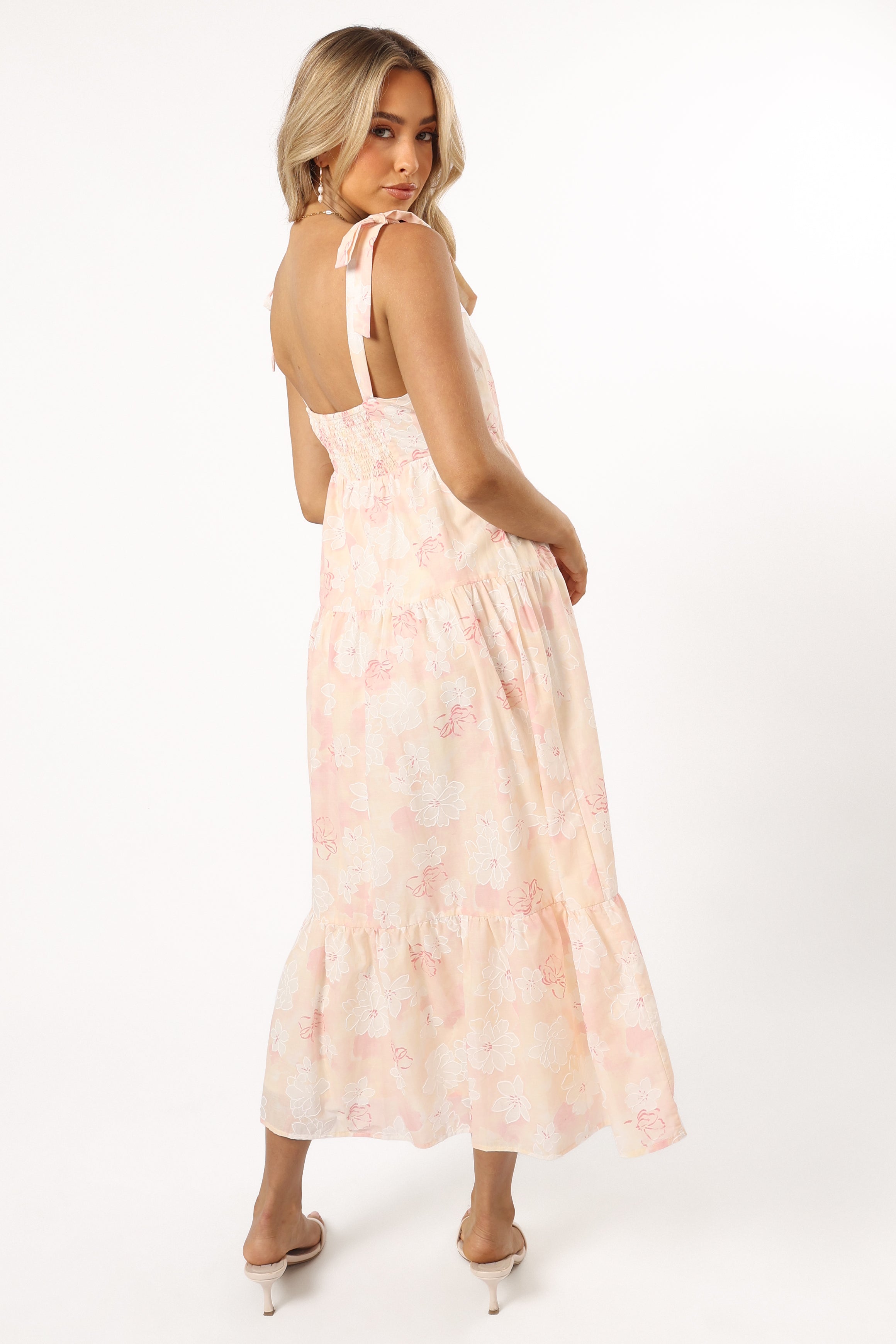 Andi Midi Dress - Pink & White Floral Print Summer Dress for Women | Casual, Office & Party Wear