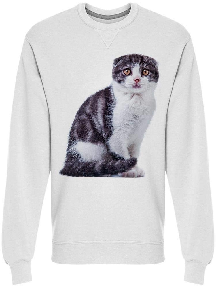 Scottish Kitten Standing Print Men's Sweatshirt - Cute Casual Pullover Hoodie for Cat Lovers, Gifts & Everyday Wear