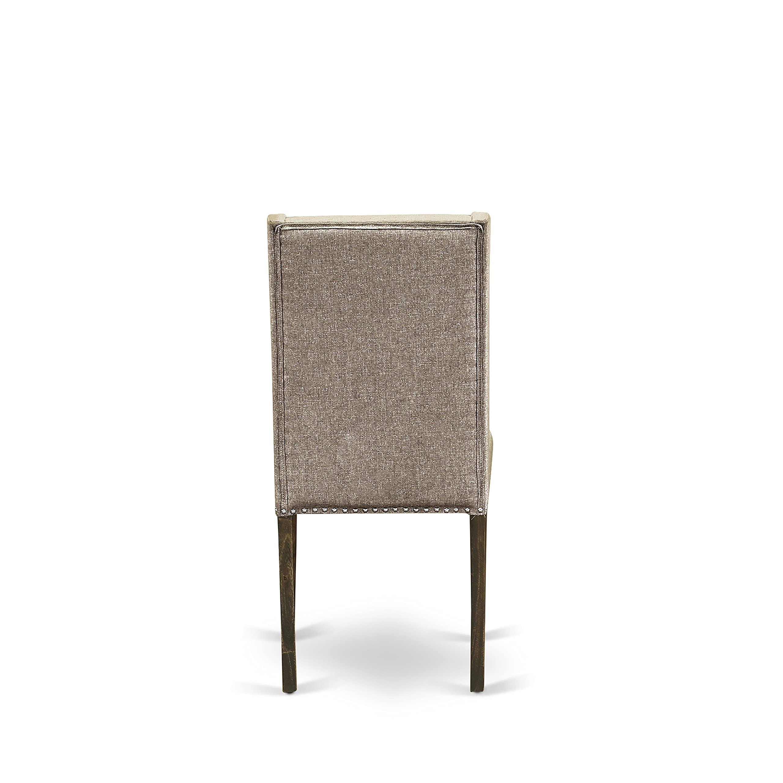 East West Furniture X797FL716-5 5-Piece Dining Room Set - 40x72 Inch Rectangle Kitchen Table with X-Legs & 4 Dark Khaki Linen Fabric Chairs - Perfect for Small Spaces, Breakfast Nooks & Cozy Family Meals