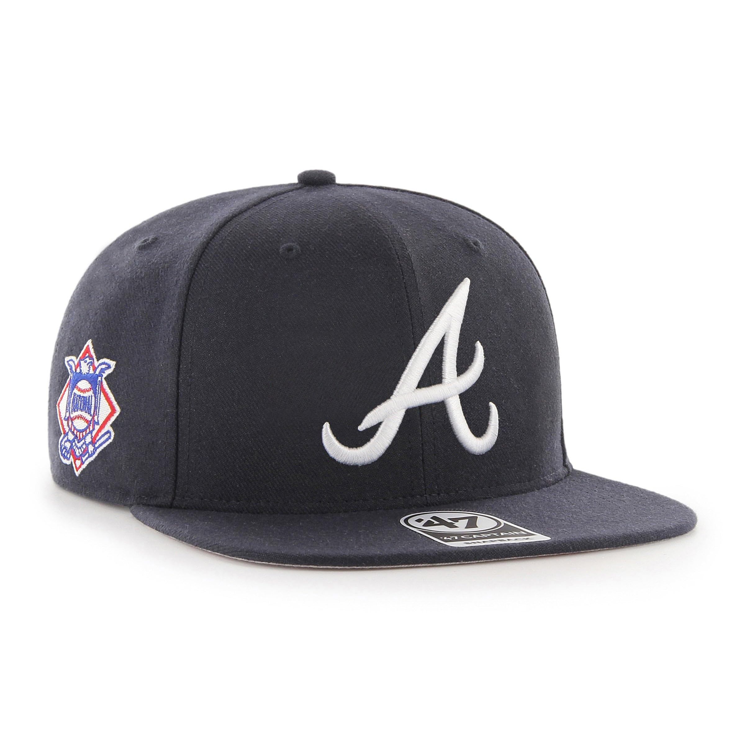 Atlanta Braves '47 Brand Sure Shot Captain OSF Adjustable Baseball Cap - Blue | Stylish MLB Team Hat for Men & Women, Perfect for Games, Fan Gear & Casual Wear