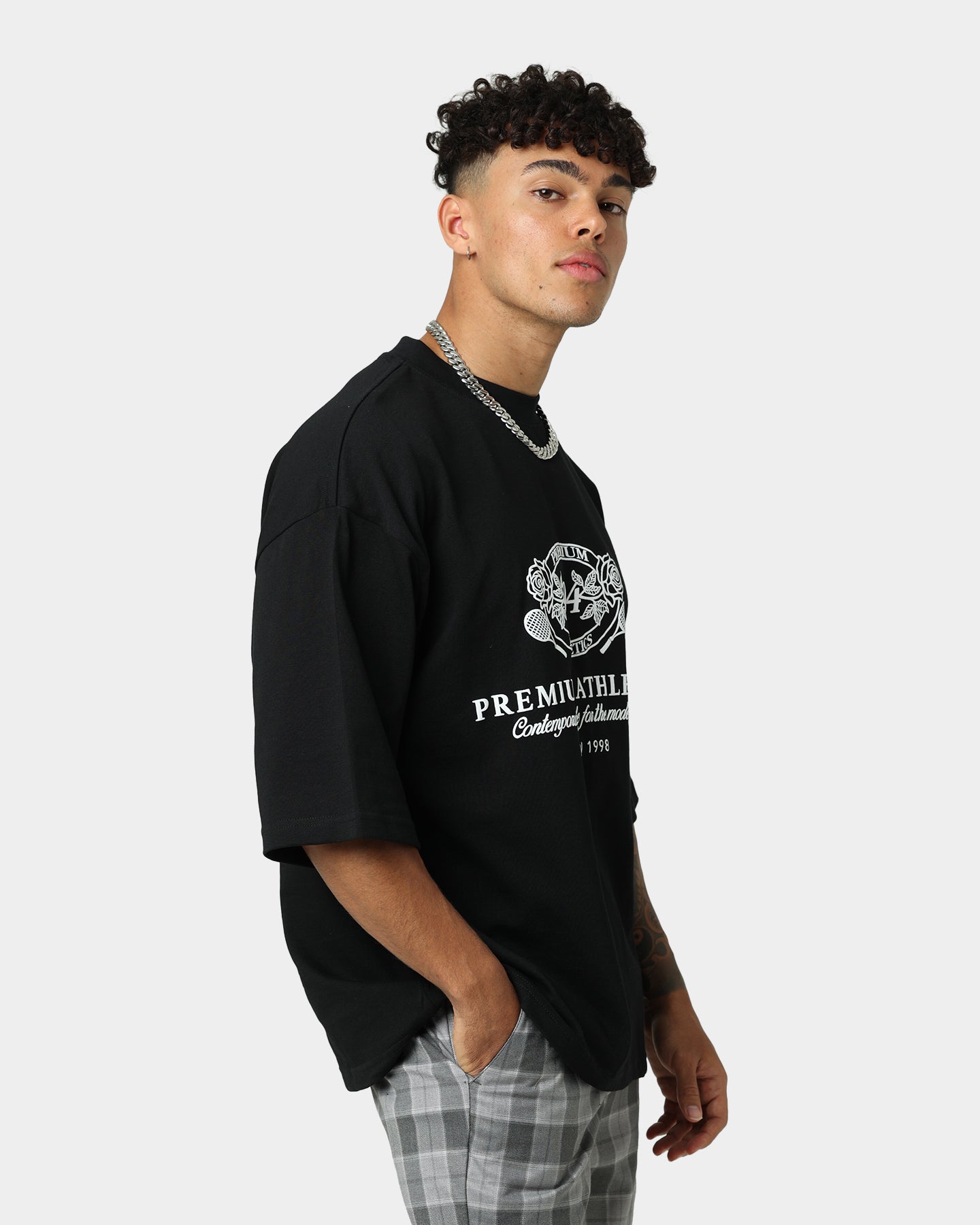 404 Premium Athletics Heritage T-Shirt for Men - Black Cotton Vintage Tee - Gym, Workout & Casual Wear