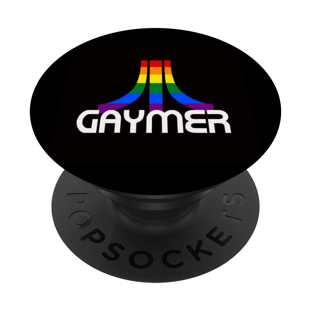 Rainbow Retro Vintage GAYmer Gamer Video Game PopSockets Phone Grip & Stand for iPhone, Samsung, Tablets - Perfect for Gaming, LGBTQ+ Pride, and Everyday Use