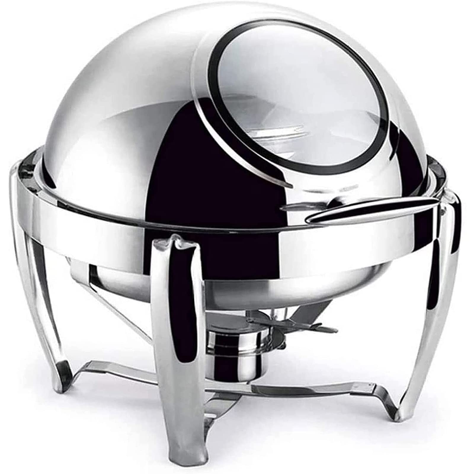6 Quart Stainless Steel Round Roll Top Chafer Chafing Dish - Buffet Warmer for Catering, Parties, Weddings & Events - Keep Food Warm for Hours