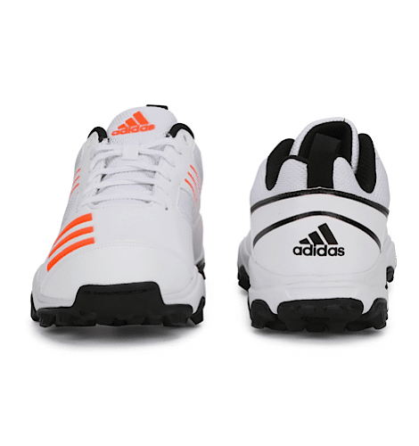 Adidas Crihase White & Orange Cricket Shoes for Men - Lightweight & Durable Sports Footwear for Cricket Matches & Training