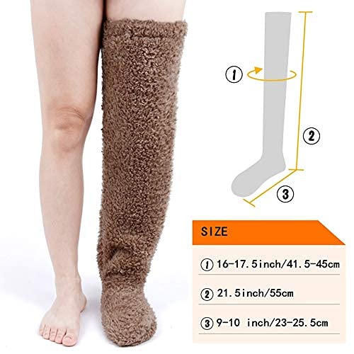 Warm Over Knee High Fuzzy Socks - Plush Long Leg Warmers for Women & Girls | Cozy Winter Home Slippers, Sleeping Socks for Cold Nights & Lounge Wear