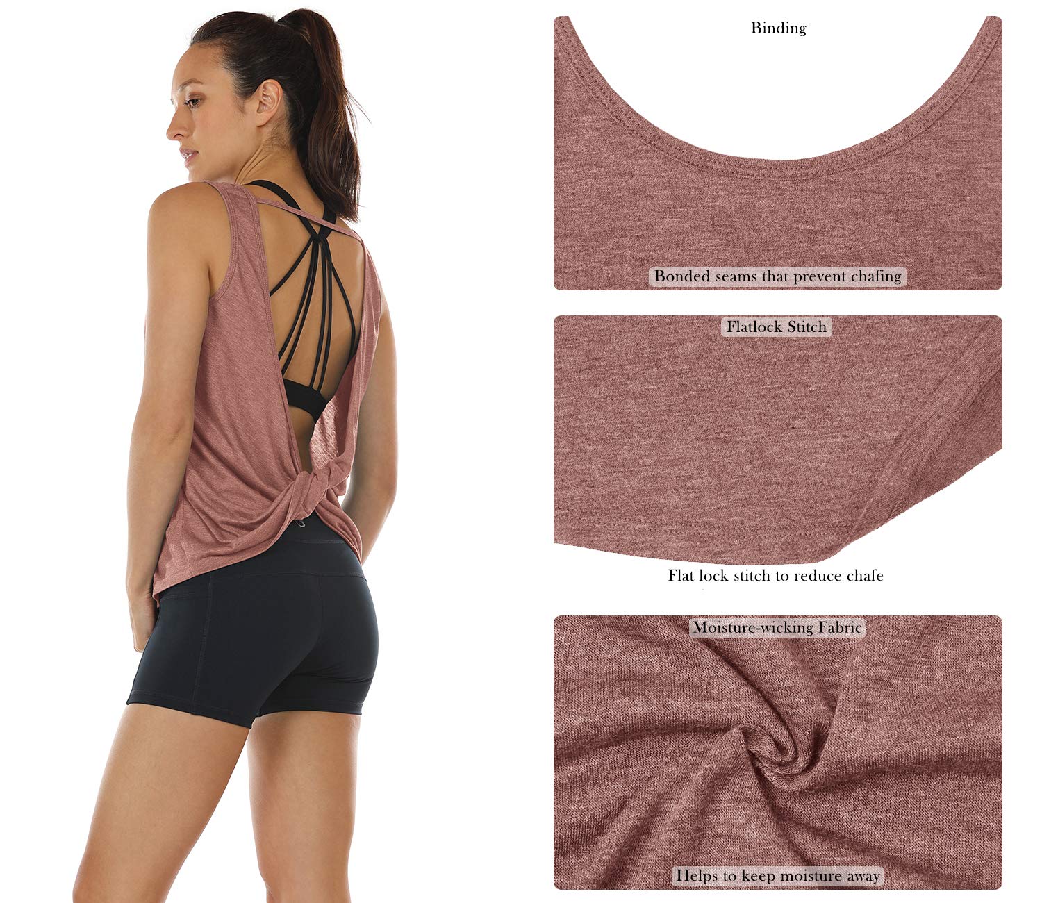 Icyzone Women's Open Back High Neck Workout Tank Top - Breathable Athletic Gym Shirt for Yoga, Running & Fitness Training
