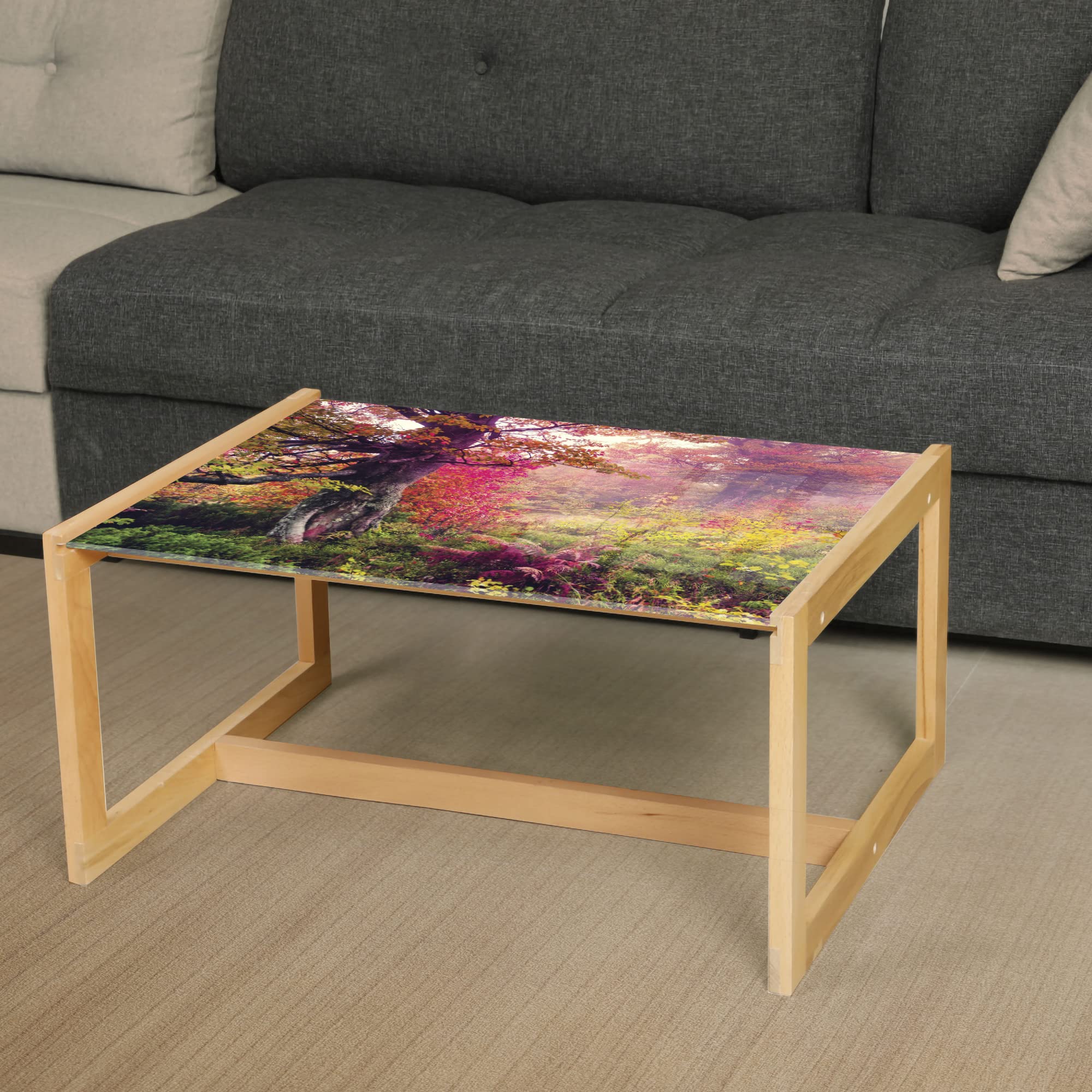 Ambesonne Forest Coffee Table - Autumn Trees Woodland Design for Office & Dorm Decor