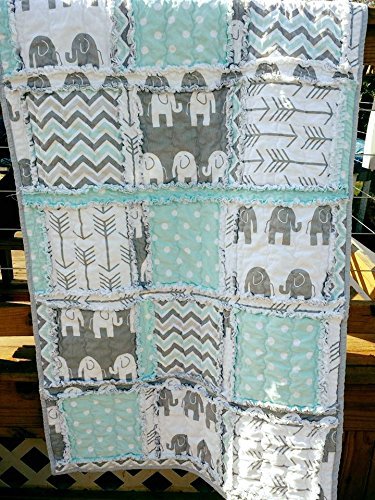 Soft Blue Elephant Baby Crib Rag Quilt - Cozy Nursery Blanket for Boys | Perfect for Newborn Gifts, Bedtime & Playtime