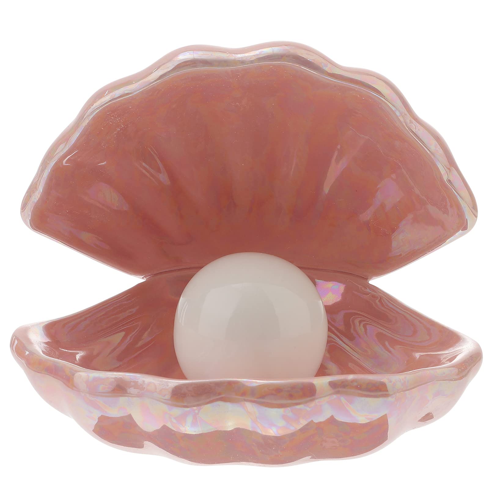 SEWACC Ceramic Night Light with Shell Pearl Design - Pink Bedside Table Lamp for Bedroom, Home Decor, Desktop Ornament | Perfect for Nursery, Kids Room, Hallway & Cozy Nighttime Ambience