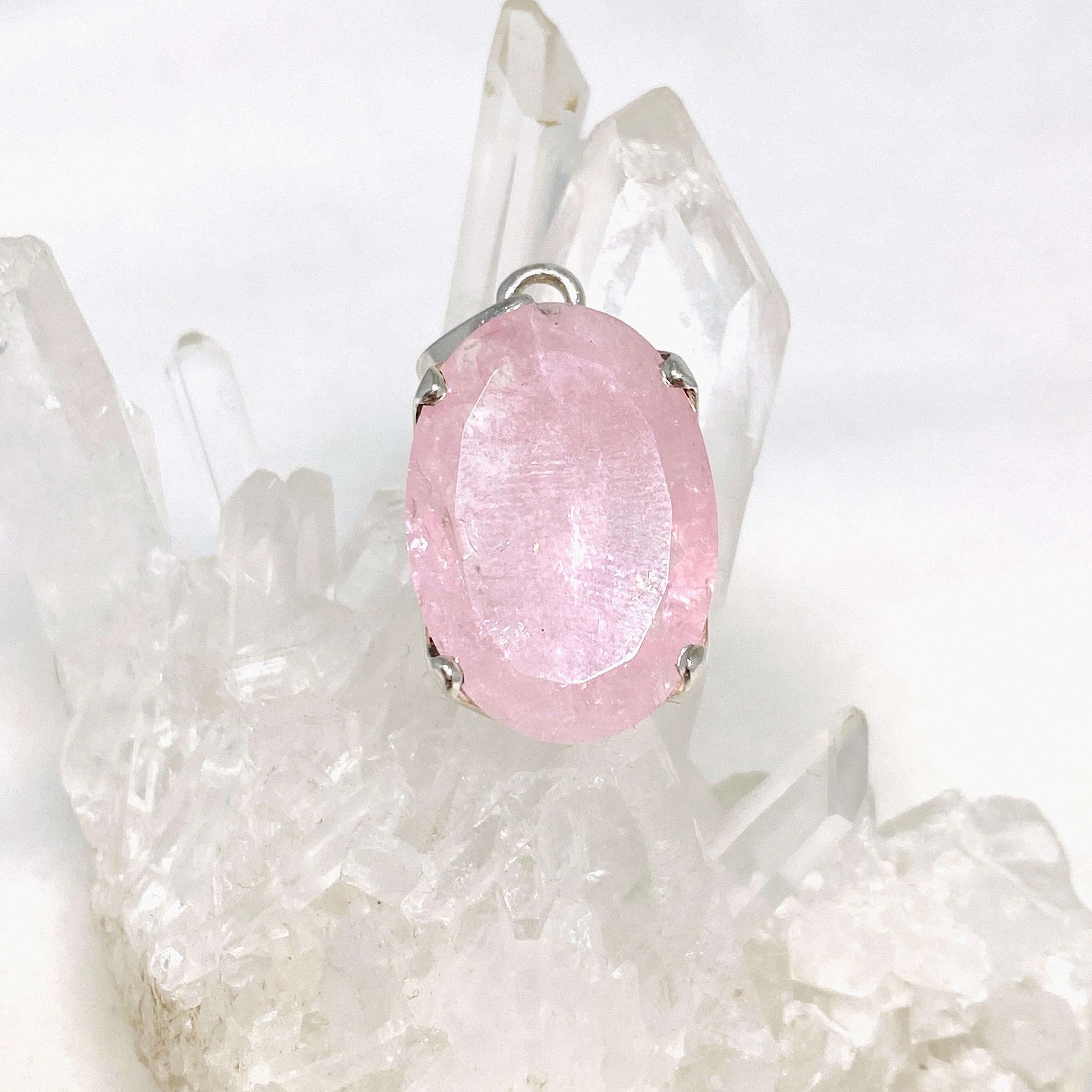 Morganite Faceted Oval Pendant Necklace PPGJ685 - Elegant Jewelry Gift for Women, Perfect for Weddings, Anniversaries & Special Occasions
