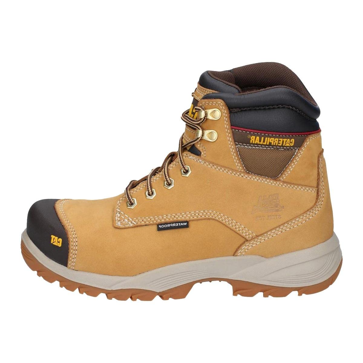CAT Safety Footwear Spiro Lace-Up Work Boots - Brown Steel Toe Construction Shoes for Men | Ideal for Construction Sites, Warehouse Work & Industrial Safety