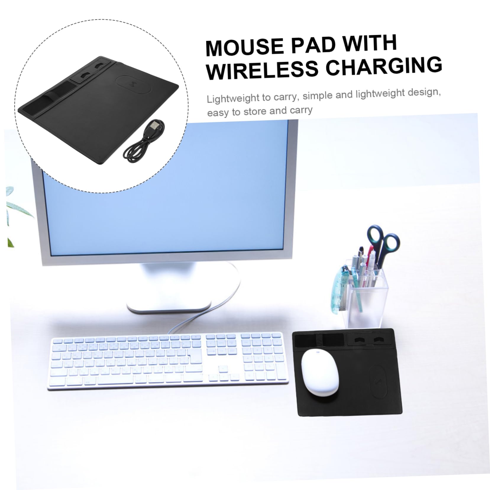 VILLCASE 15W Fast Wireless Charging Pad - Large Gaming Mouse Pad with Qi-Certified Charger for iPhone 15/14/13, Samsung Galaxy S23/S22 - Non-Slip RGB Mouse Mat for Office & Gaming Setup (Black)