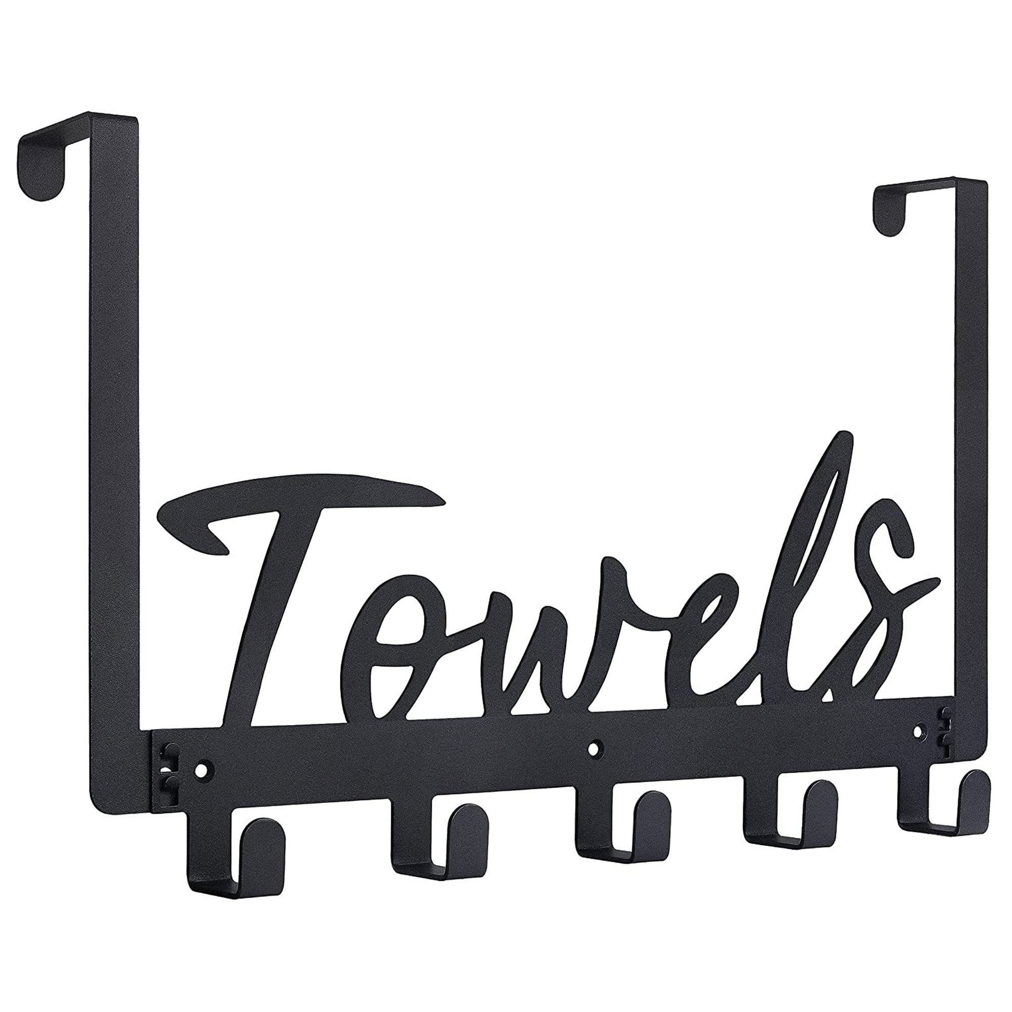ZFKJERS Over The Door Towel Rack Hooks - Space Saving Door Mount Towel Hanger for Bathroom, Bedroom, Kitchen & Living Room - Durable Black Bath Decor & Storage Organizer - Perfect for Small Spaces & Apartment Living
