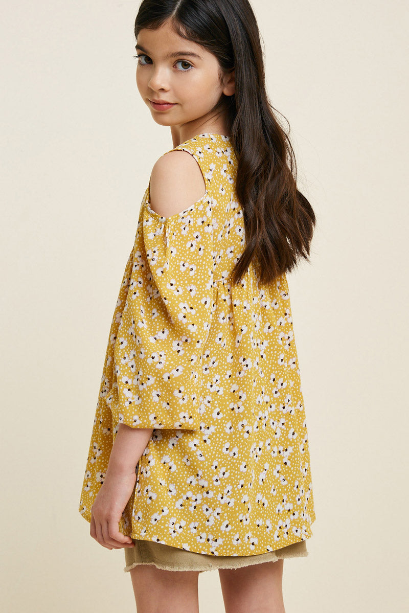Floral Cold Shoulder Sleeve Tunic Top for Women - Summer Boho Blouse with Ruffled Sleeves - Perfect for Beach, Vacation & Casual Outings