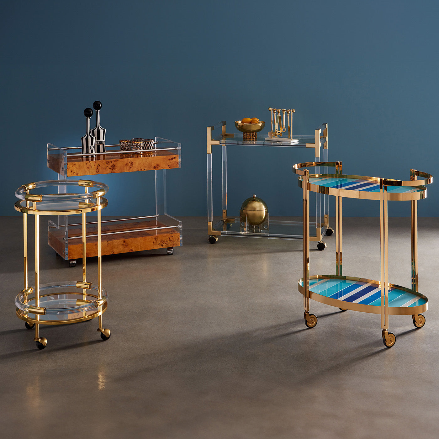 Jacques Round Bar Cart - Elegant Rolling Drink Cart for Home Bar, Kitchen, or Outdoor Entertaining - Perfect for Serving Cocktails, Wine, and Beverages at Parties