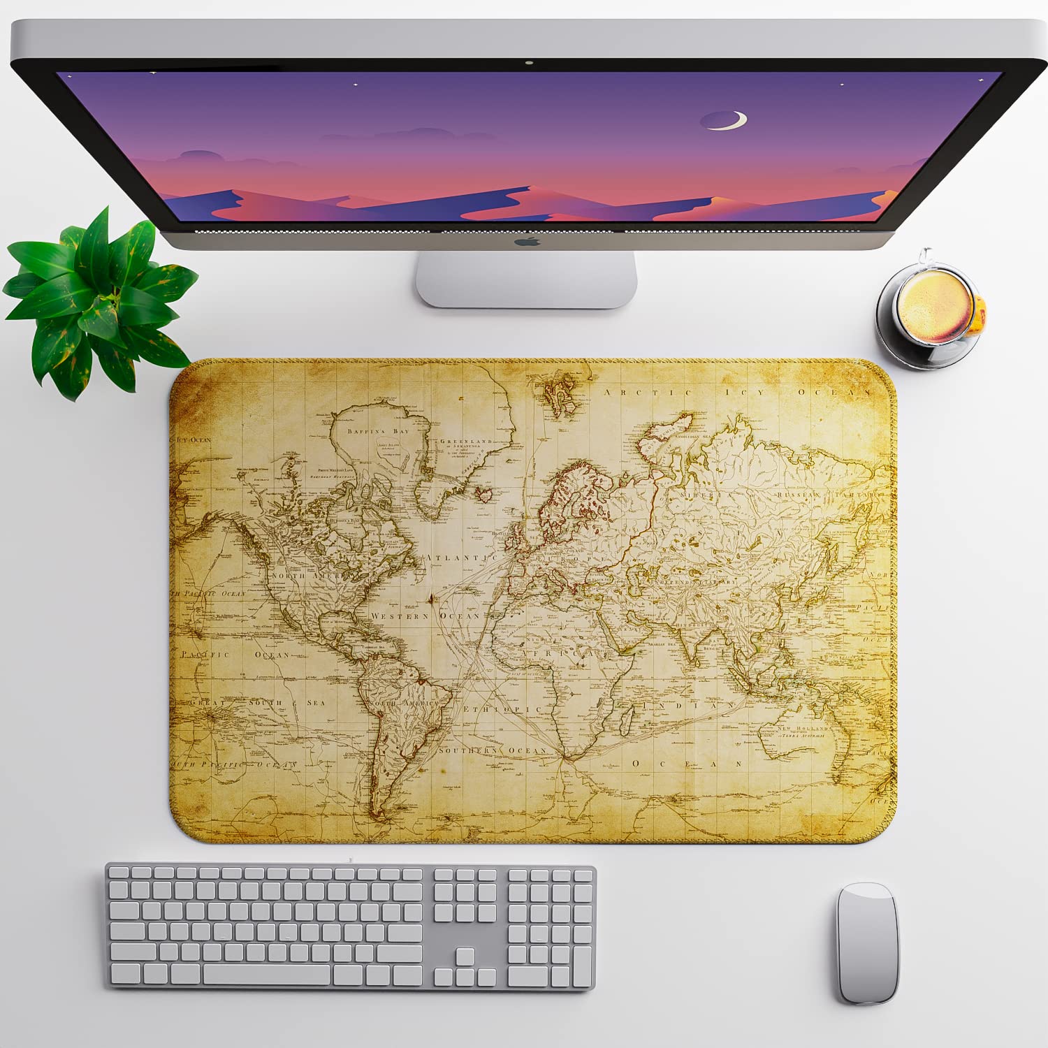 Extra Large Mouse Pad 24x16 Inches - XXL Gaming Mouse Mat, Laptop Desk Pad for Apple iMac, Office & Home Workspace - Ancient World Map Design for PC Gamers & Professionals