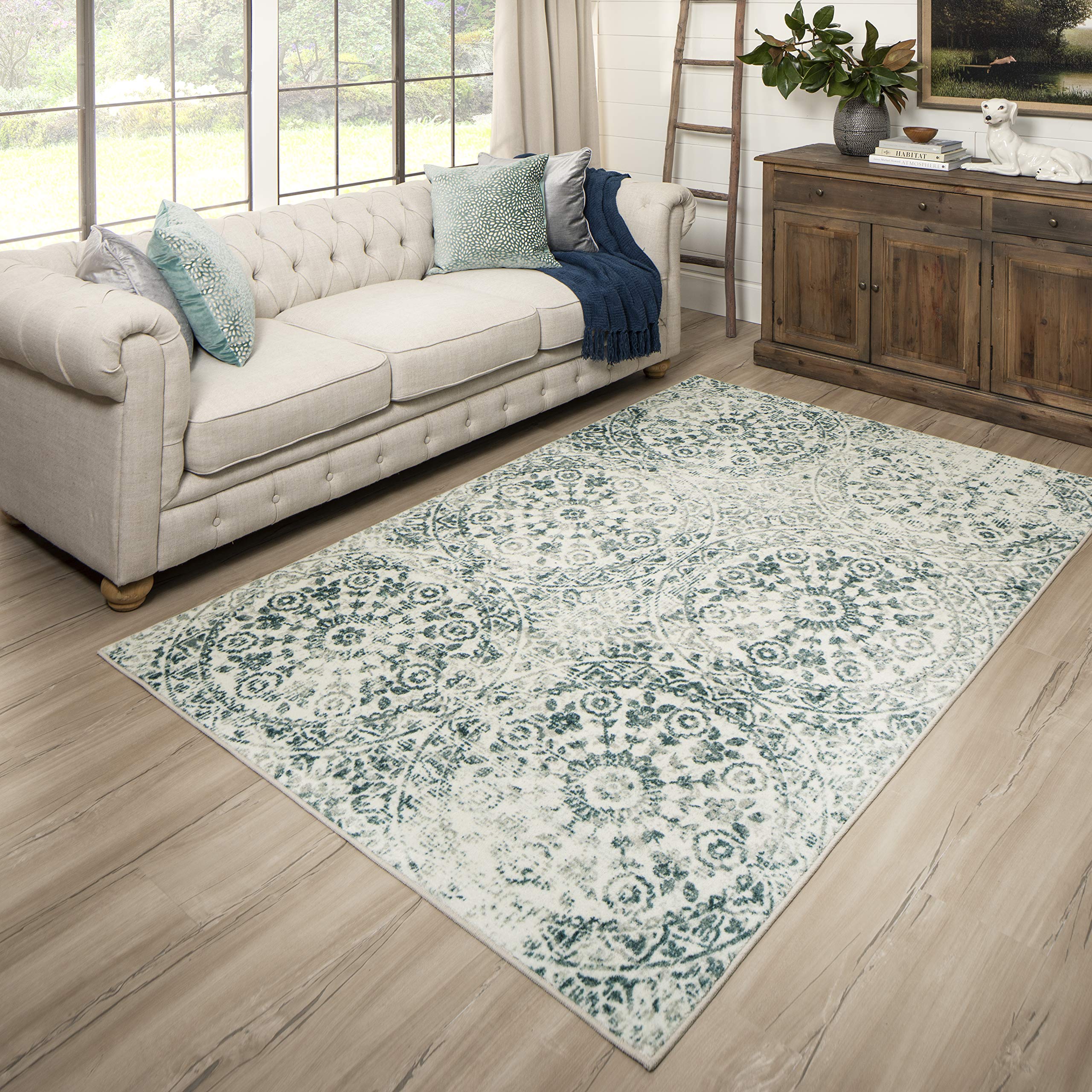 Mohawk Home Navy Juniper Area Rug 3'x5' - Soft Non-Slip Living Room Rug for Bedroom, Dorm & Home Decor