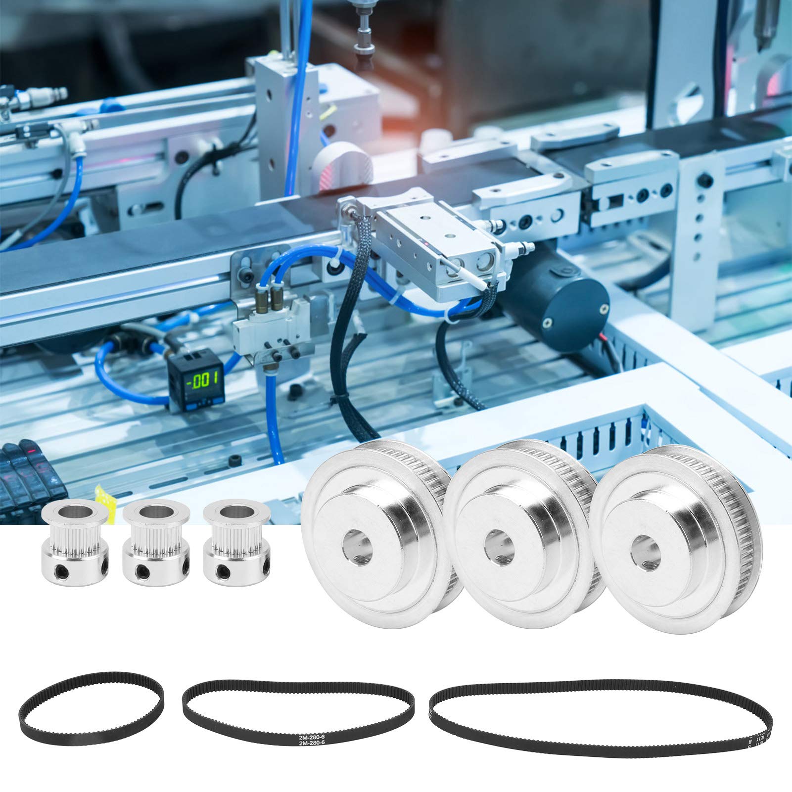 Jeanoko 3 Sets Timing Belt Pulley Kit - Aluminum Alloy 20T & 60T Synchronous Pulley Wheels for 3D Printers, CNC Milling & Drilling Machines | High Precision Replacement Parts for DIY Projects & Industrial Applications