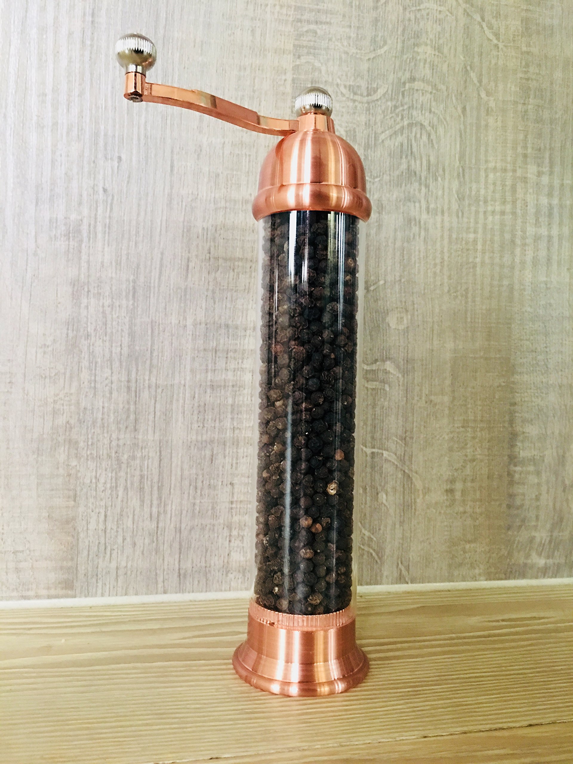 Premium Greek Rose Gold Pepper & Salt Grinder Set - Stainless Steel & Acrylic Mill for Kitchen, Dining Table, Restaurant - Perfect for Gourmet Cooking & Gift Giving