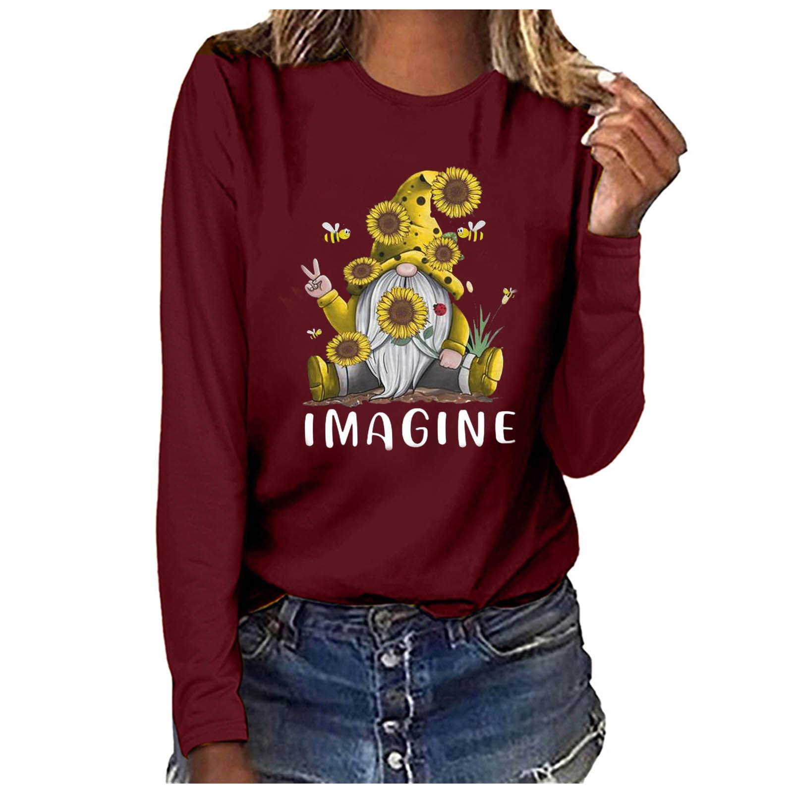 UYTOGOFE Women's Long Sleeve Printed Blouse Top - Valentine's Day Pullover Sweatshirt in White | Casual Wear, Office Outfit & Date Night Fashion