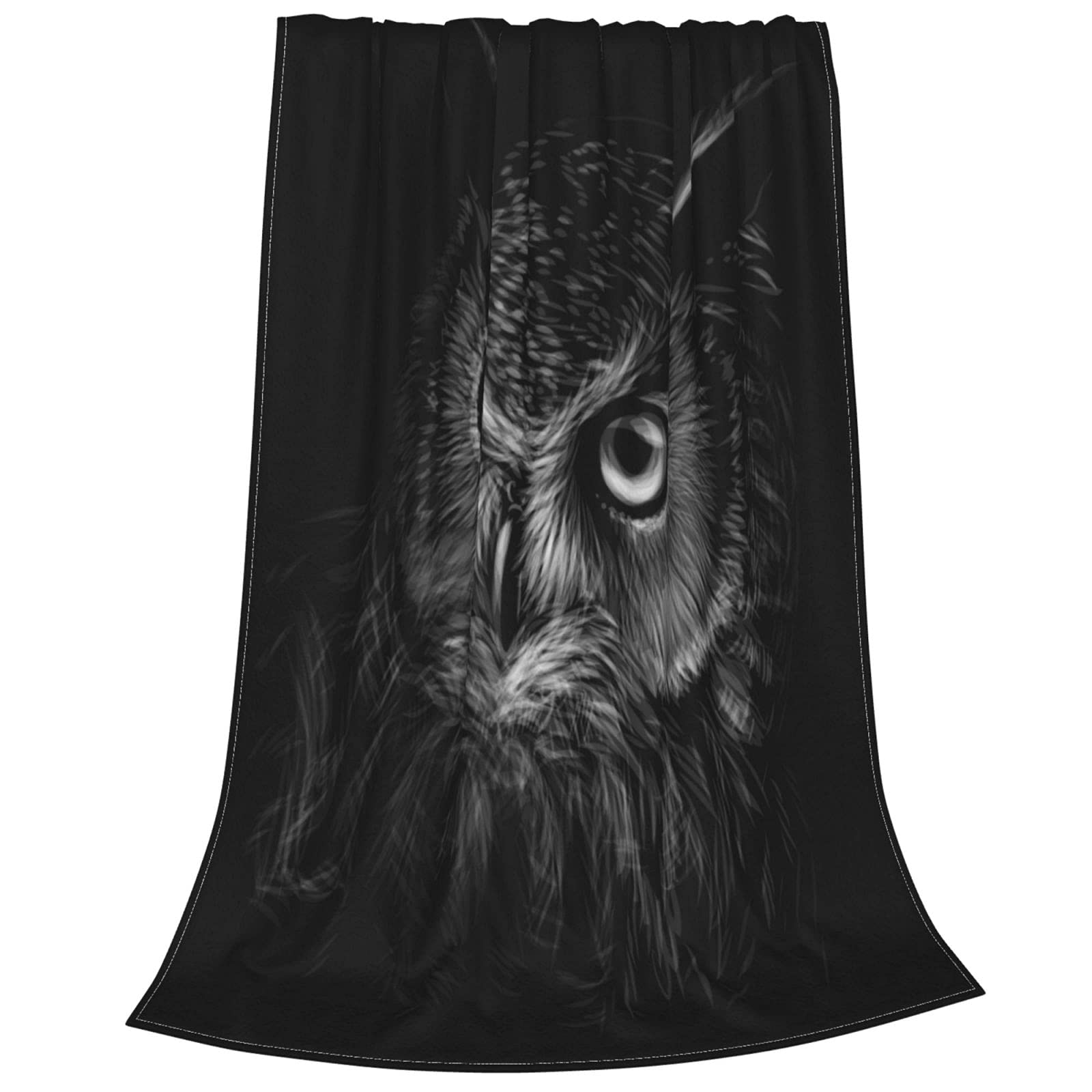 Black Owl Fleece Throw Blanket - Ultra Soft & Lightweight Plush Blanket for Couch, Bed, Sofa - 80x60 Inches - Perfect for Winter Snuggling, Movie Nights & Home Decor