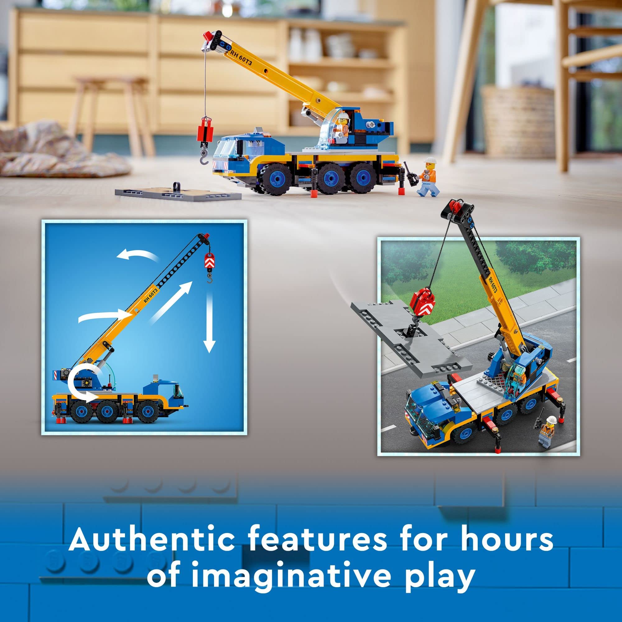 LEGO City Mobile Crane 60324 Building Kit – 340-Piece Construction Toy with Working Boom, Outriggers & Winch System – Includes Driver & Worker Minifigures – STEM Learning Gift for Boys & Girls Ages 7+ – Perfect for Creative Play & Construction-Themed Birthday Gifts