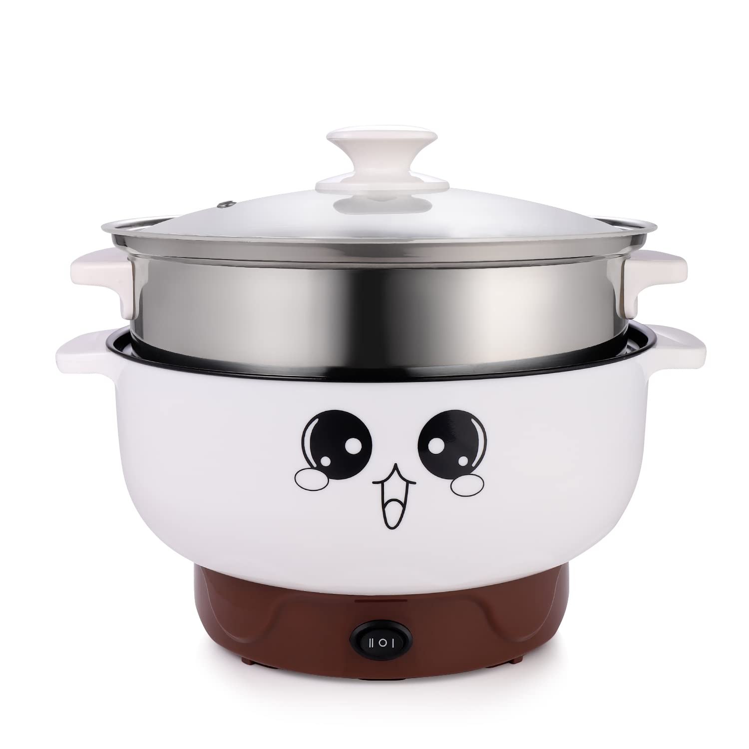 4-in-1 Electric Skillet with Steamer - 3.2L Non-Stick Multi-Functional Cooker for Rice, Hotpot, Soup, Steamed Eggs & Noodles - Perfect for Small Kitchens, Dorms & RV Cooking