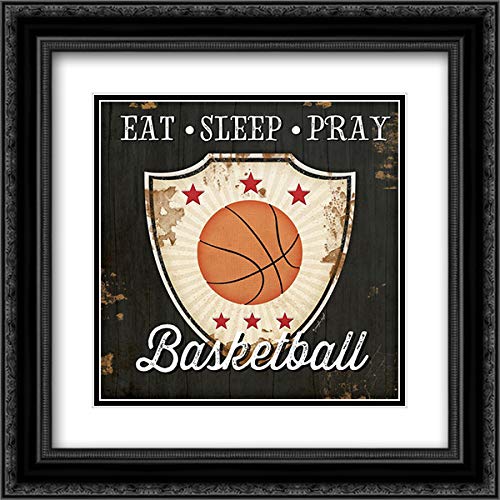 15x15 Black Ornate Framed Double Matted Museum Art Print - Eat Sleep Pray Basketball - Home Decor, Office Wall Art, Gift for Sports Fans