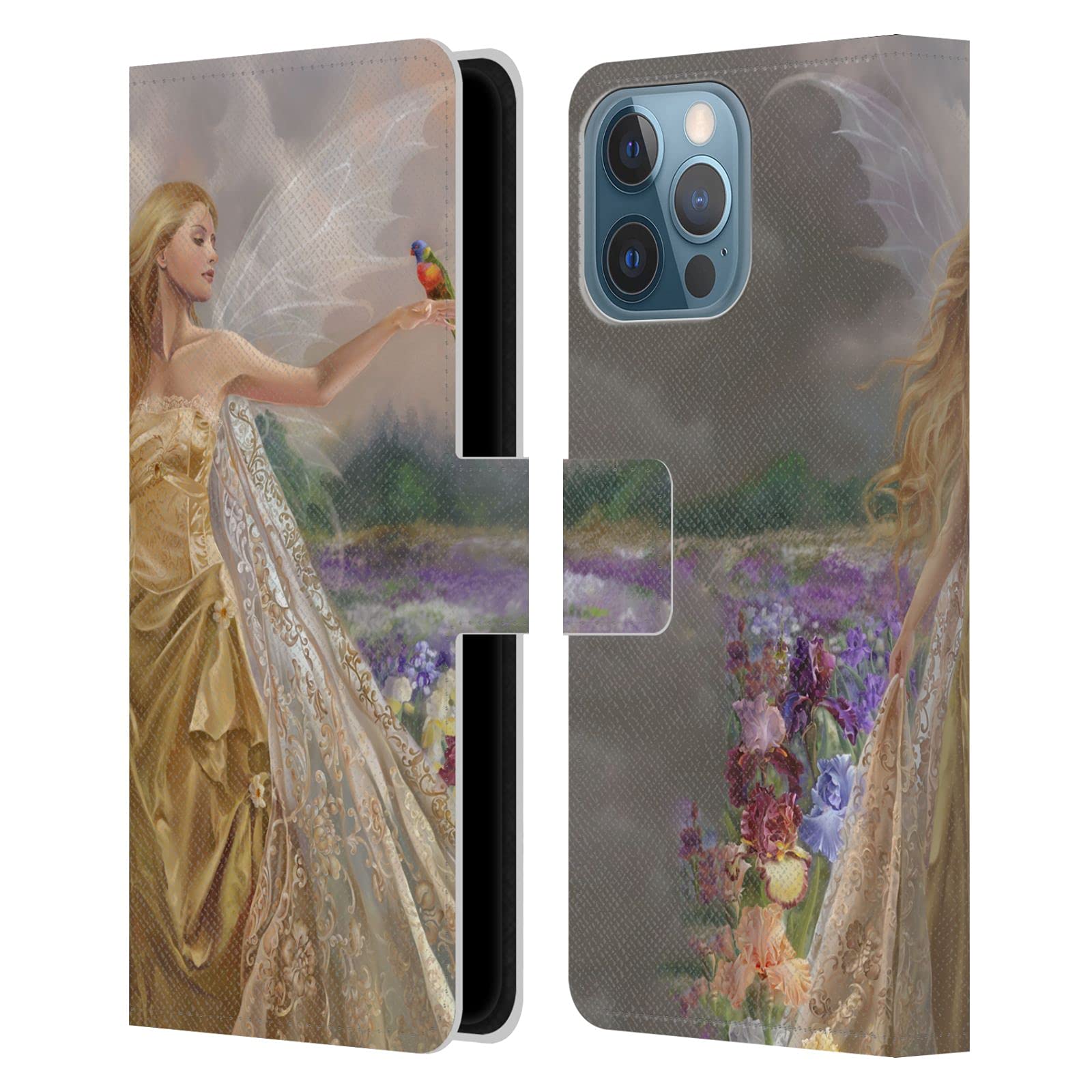 Officially Licensed Nene Thomas Gold Angel Fairy with Bird Leather Book Wallet Case for Apple iPhone 13 Pro Max - Perfect for Nature Lovers & Fantasy Enthusiasts, Ideal for Daily Use, Travel & Gift Giving