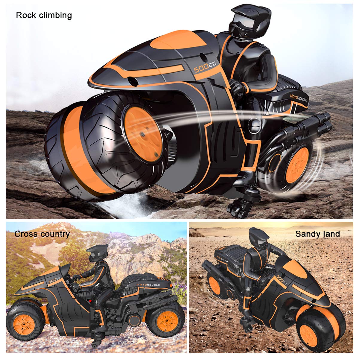 2.4GHz Remote Control Motorcycle for Kids - 360° Spinning Drift Stunt RC Bike with Rider Figure, 2WD High Speed Toy for Boys | Indoor & Outdoor Play, Birthday Gifts, Racing Competitions