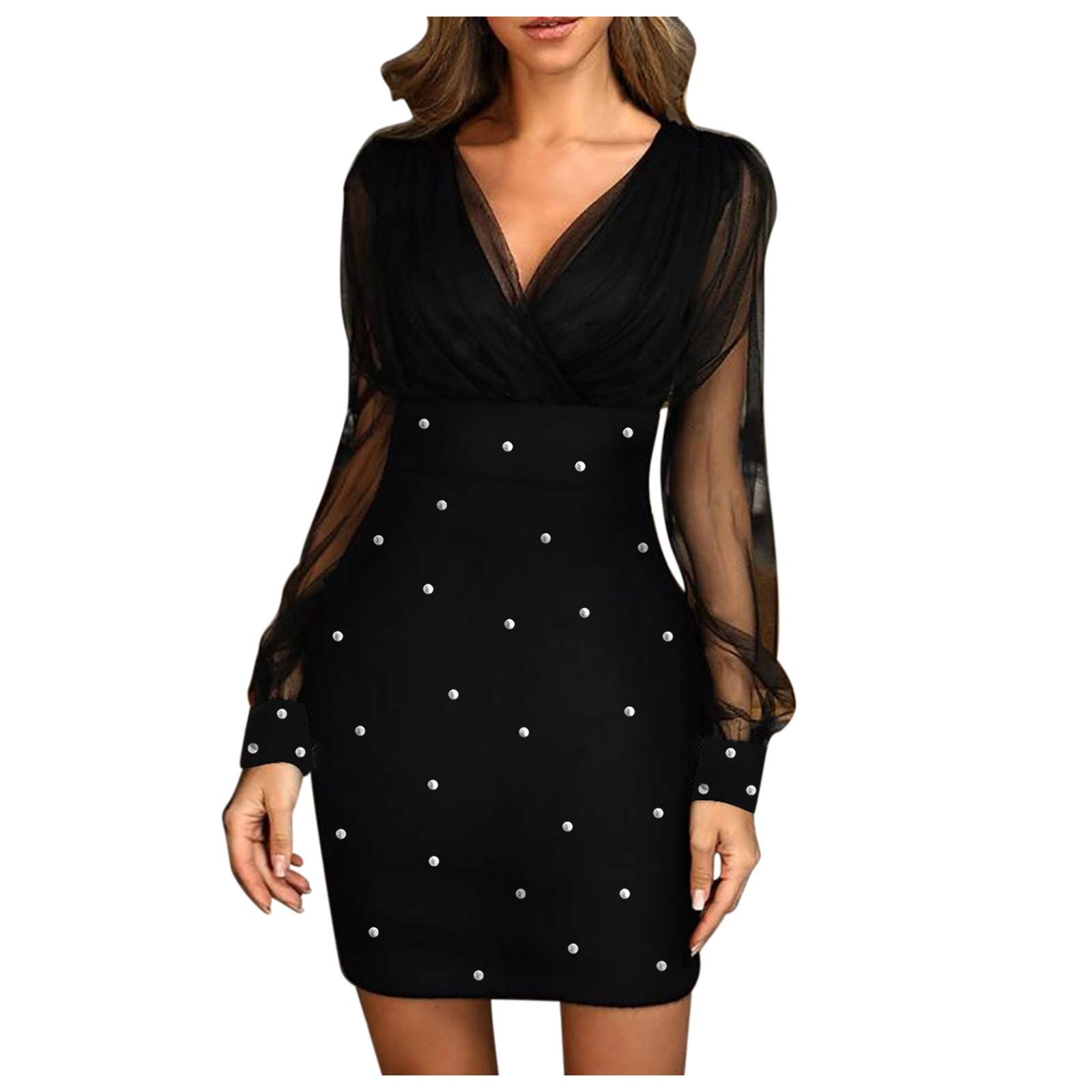 Elegant Women's Long Sleeve Midi Dress with Floral Print & Lace-up Detail - Perfect for Fall Weddings, Date Nights & Office Wear (#01)