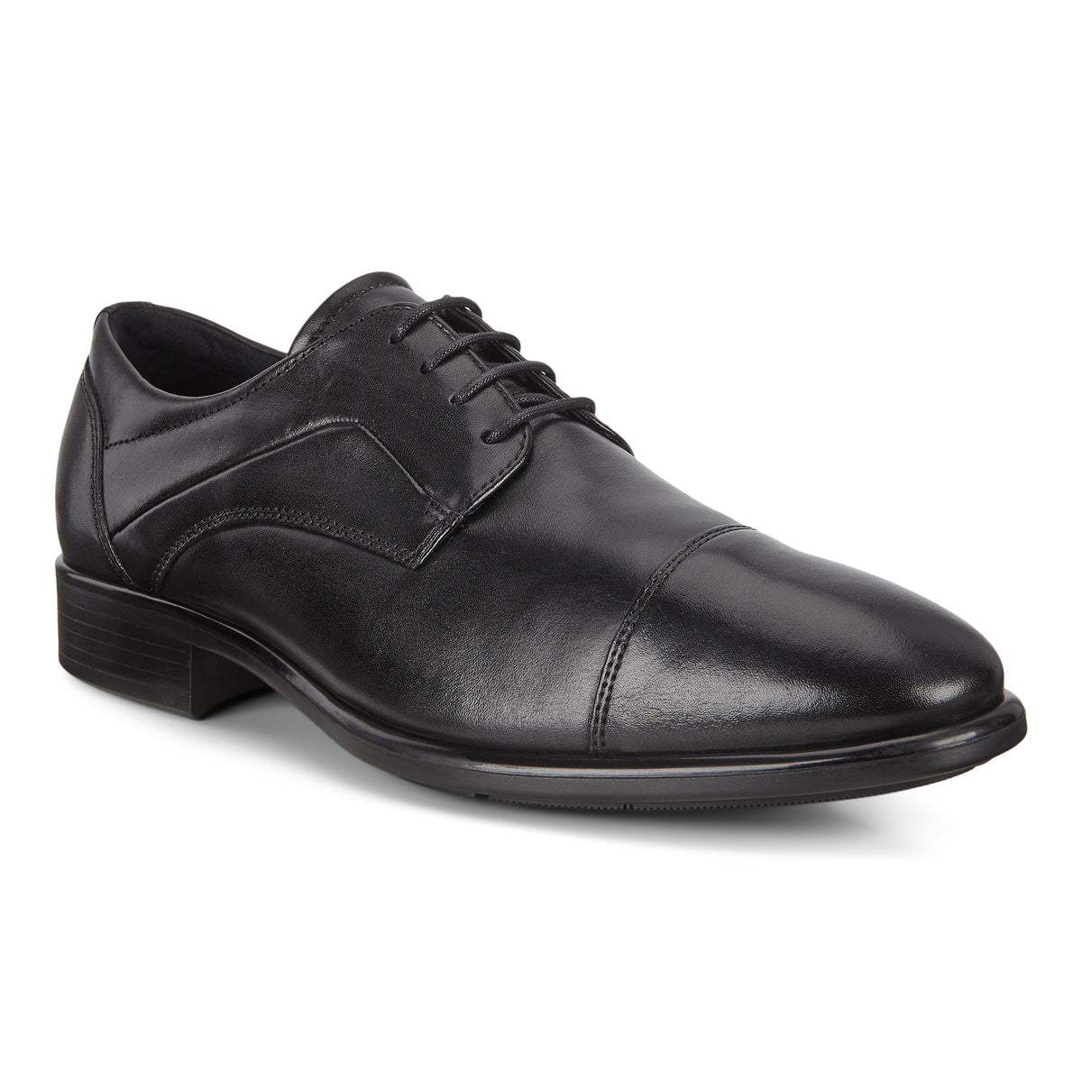 ECCO Men's Citytray Santiago Black Leather Slip-On Loafers - Comfortable Casual Shoes for Work, Travel & Everyday Wear