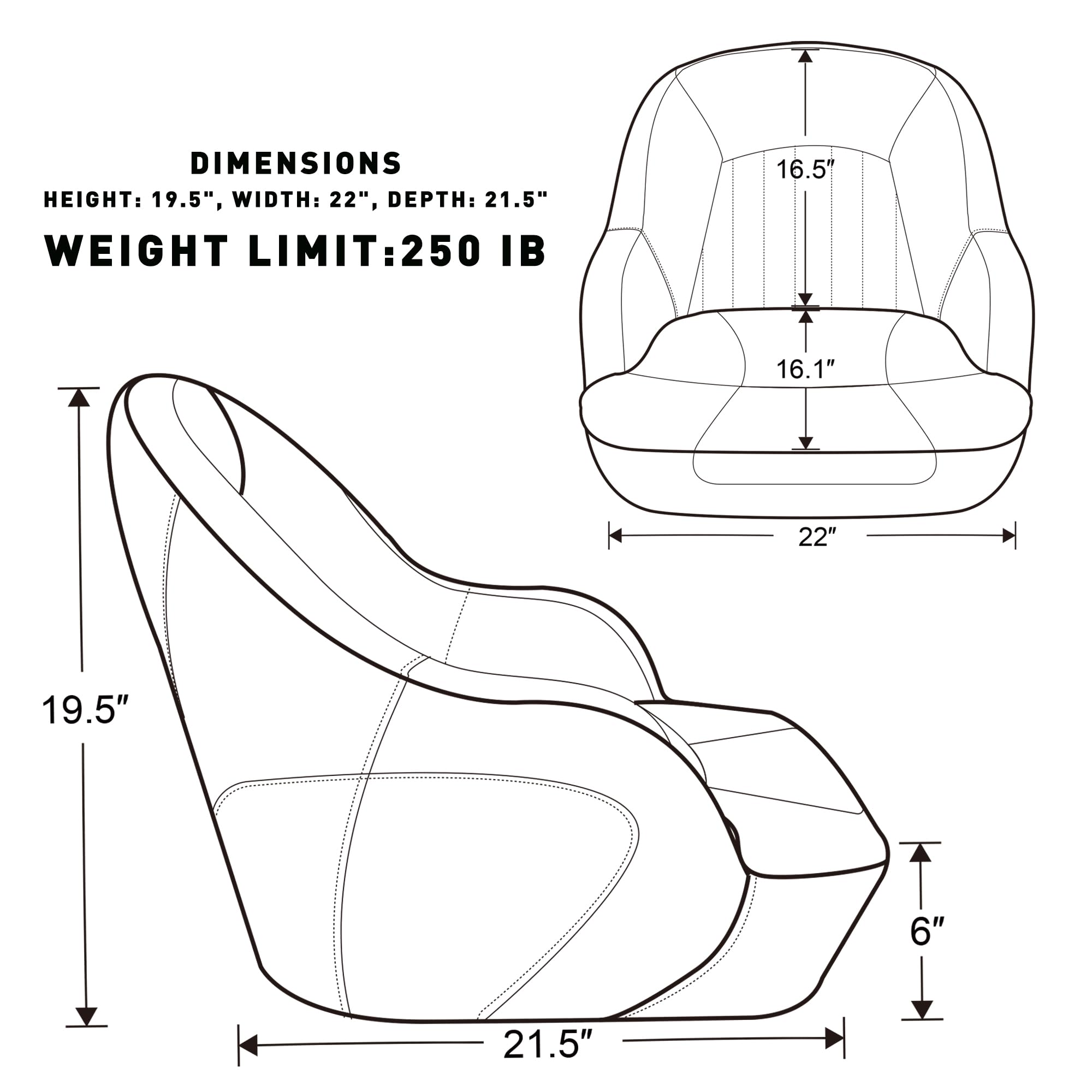 Premium Boat Captain's Bucket Seat with Removable Cover - Heavy Duty Marine Grade for Fishing Boats, Yachts & Watercrafts - Comfortable & Durable Seating Solution for Long Hours on Water